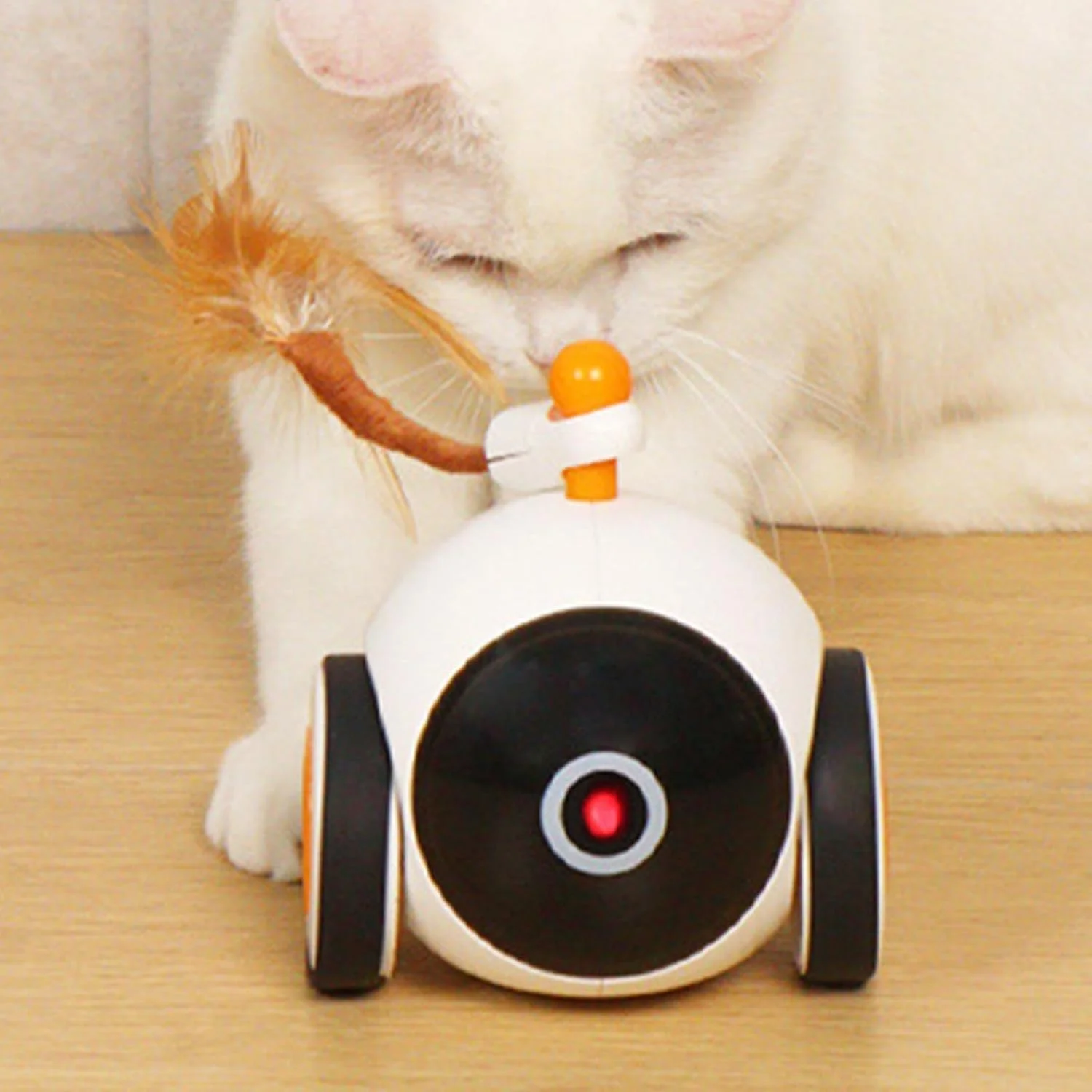 اسباب بازی تعاملی گربه - توپ اسباب بازی الکترونیکی گربه | توپ هوشمند غنی سازی گربه سانان با پر، کره بازی فعال با حرکت، بازی خودکار چرخشی قابل شارژ در داخل خانه، تجهیزات ورزشی خودکار حیوانات خانگی برای همه نژادها