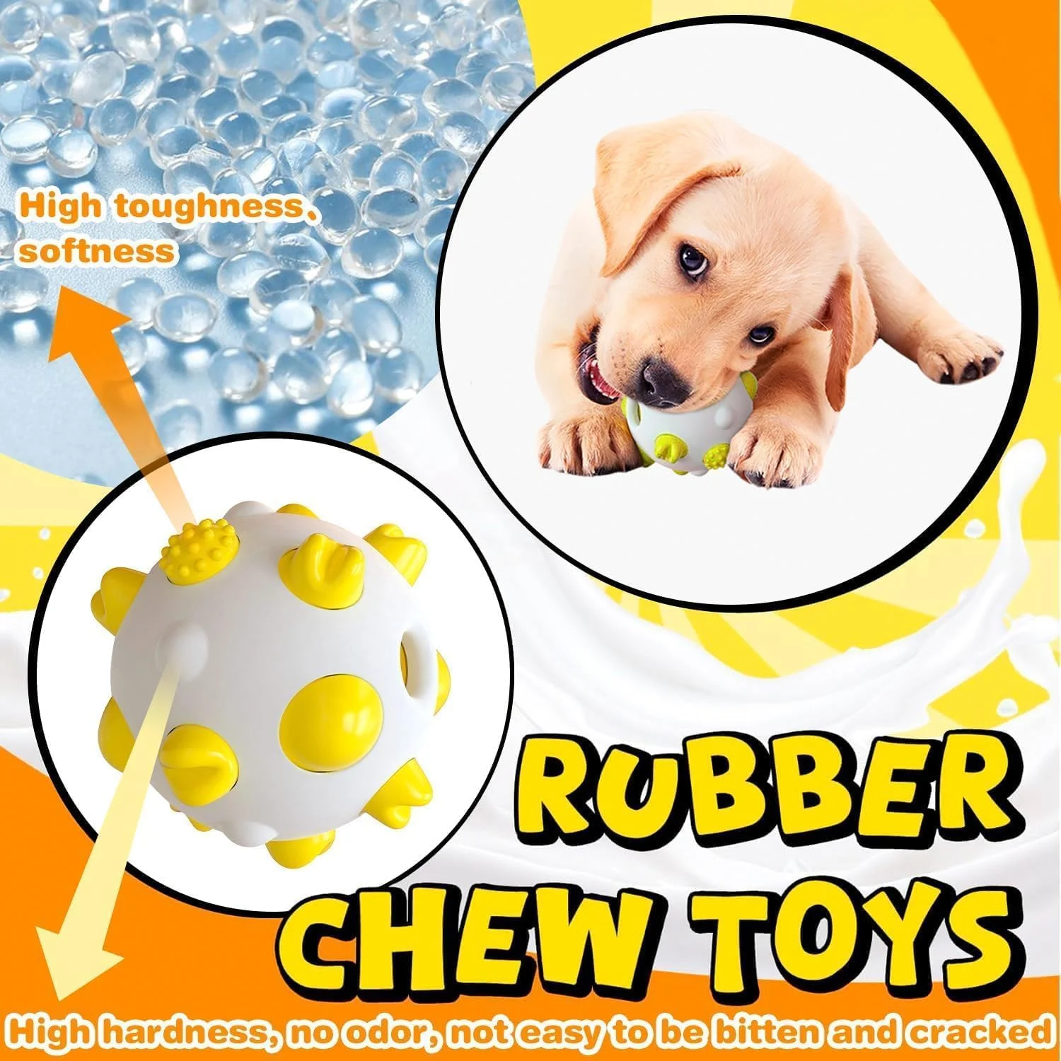 توپ بازی تعاملی سگ برای تمیز کردن دندان، توپ اسباب بازی سگ کوچک و متوسط Azonee برای جویدن، کاهش استرس و سرگرمی، توپ حیوان خانگی Peppy برای ورزش (آبی + زرد) - بسته 2 عددی