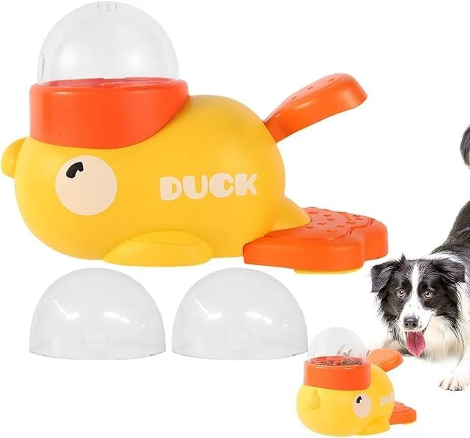 اسباب بازی غذای سگ تعاملی طرح اردک بامزه، تغذیه کننده آهسته، اسباب بازی های محرک سگ پخش کننده غذا برای سرگرمی، بازی و تغذیه حیوانات خانگی