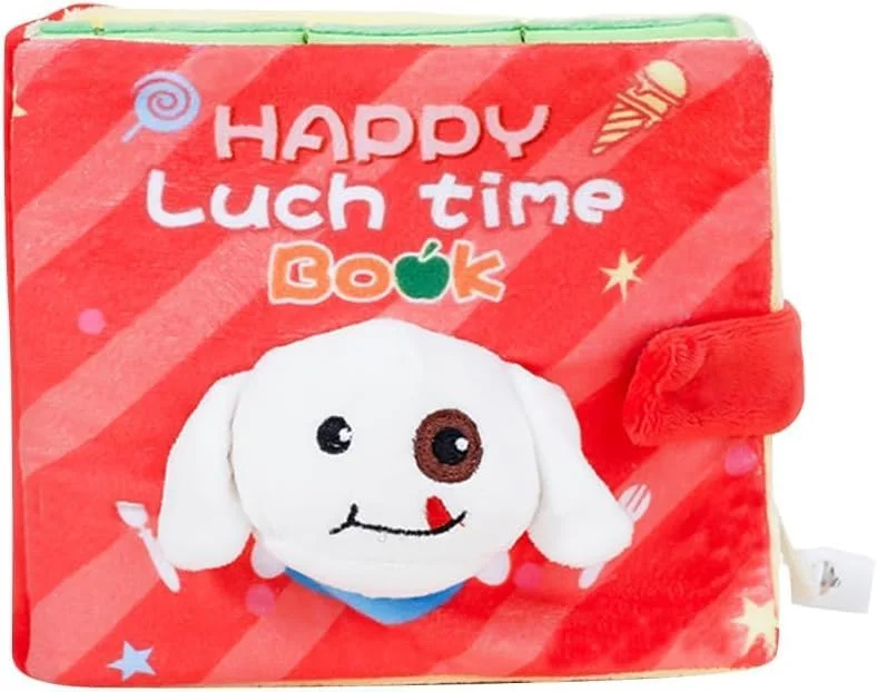 کتاب اسنوفل سگ، پازل تشویقی تعاملی برای تحریک ذهنی، اسباب بازی تغذیه آهسته با دکور سه بعدی سگ، بازی جستجوی غذا نرم با بستن قلاب و حلقه (وقت ناهار، 16x14x6 سانتی متر)