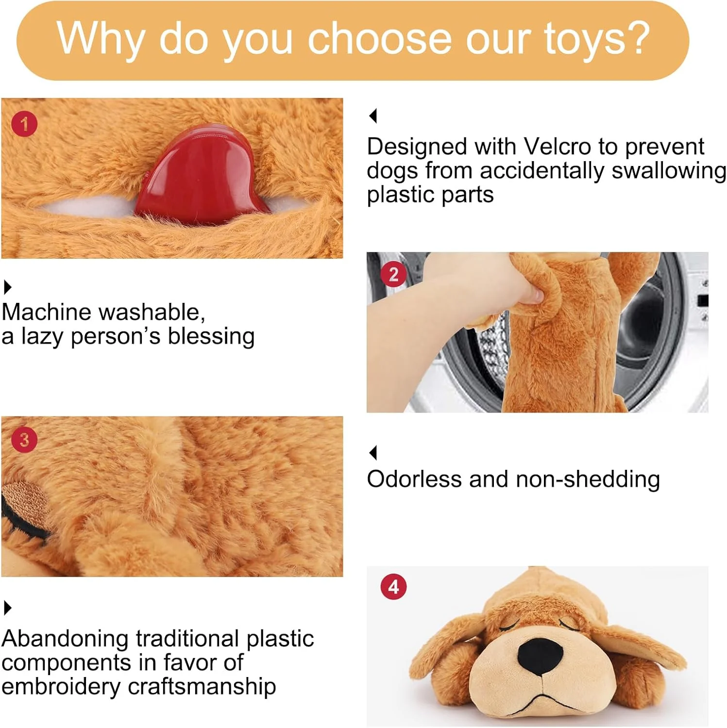 اسباب بازی پولیشی ضربان دار IFOYO، آرام بخش توله سگ، کمک آموزشی برای خواب، کمک رفتاری، اسباب بازی سگ، تسکین اضطراب حیوانات خانگی و کمک آرام بخش برای توله سگ (قهوه ای روشن)