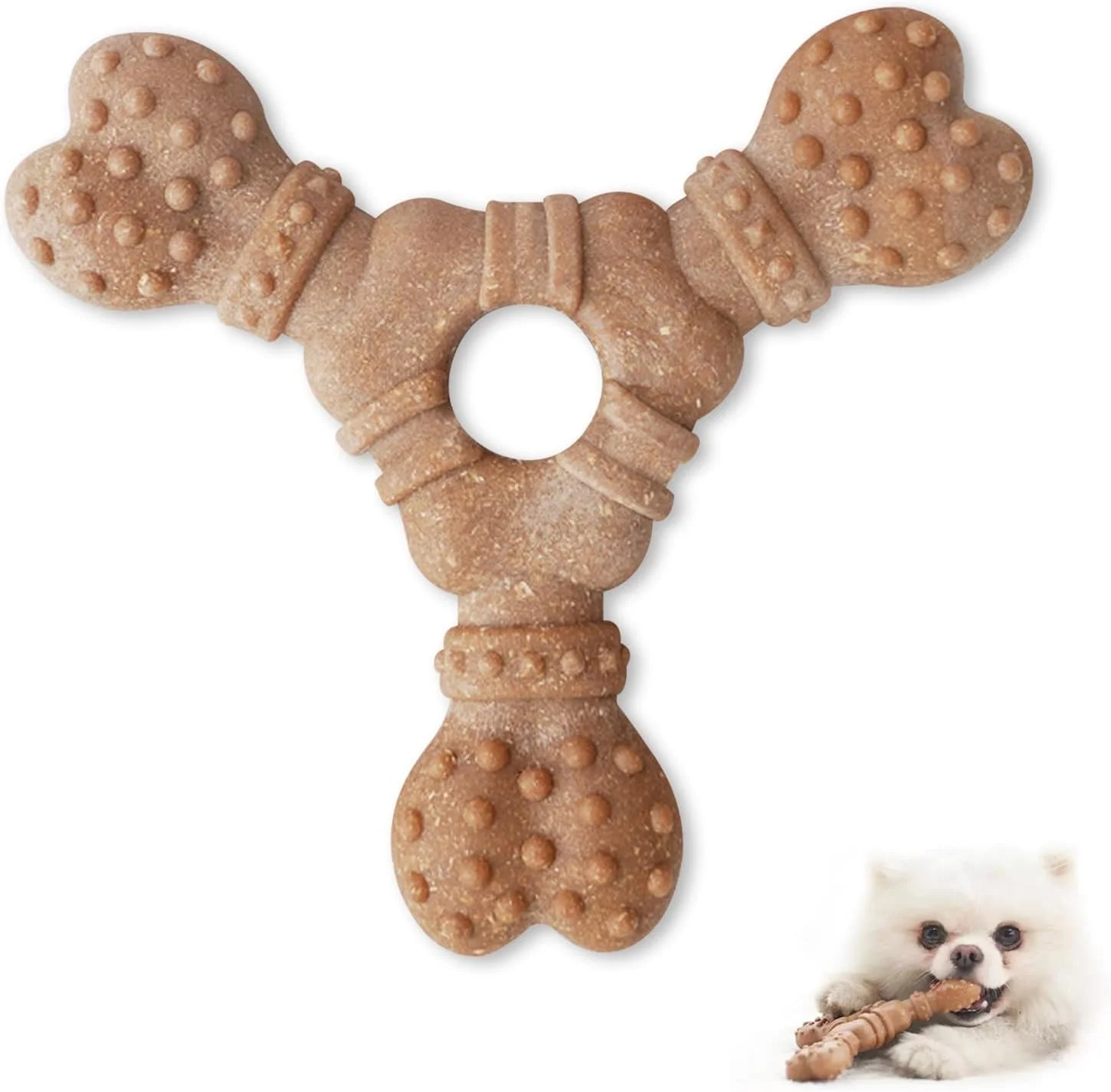 اسباب بازی جویدنی سگ نشکن - استخوان مثلثی، ماندگاری طولانی برای دندان درآوردن توله سگ، جویدن تهاجمی