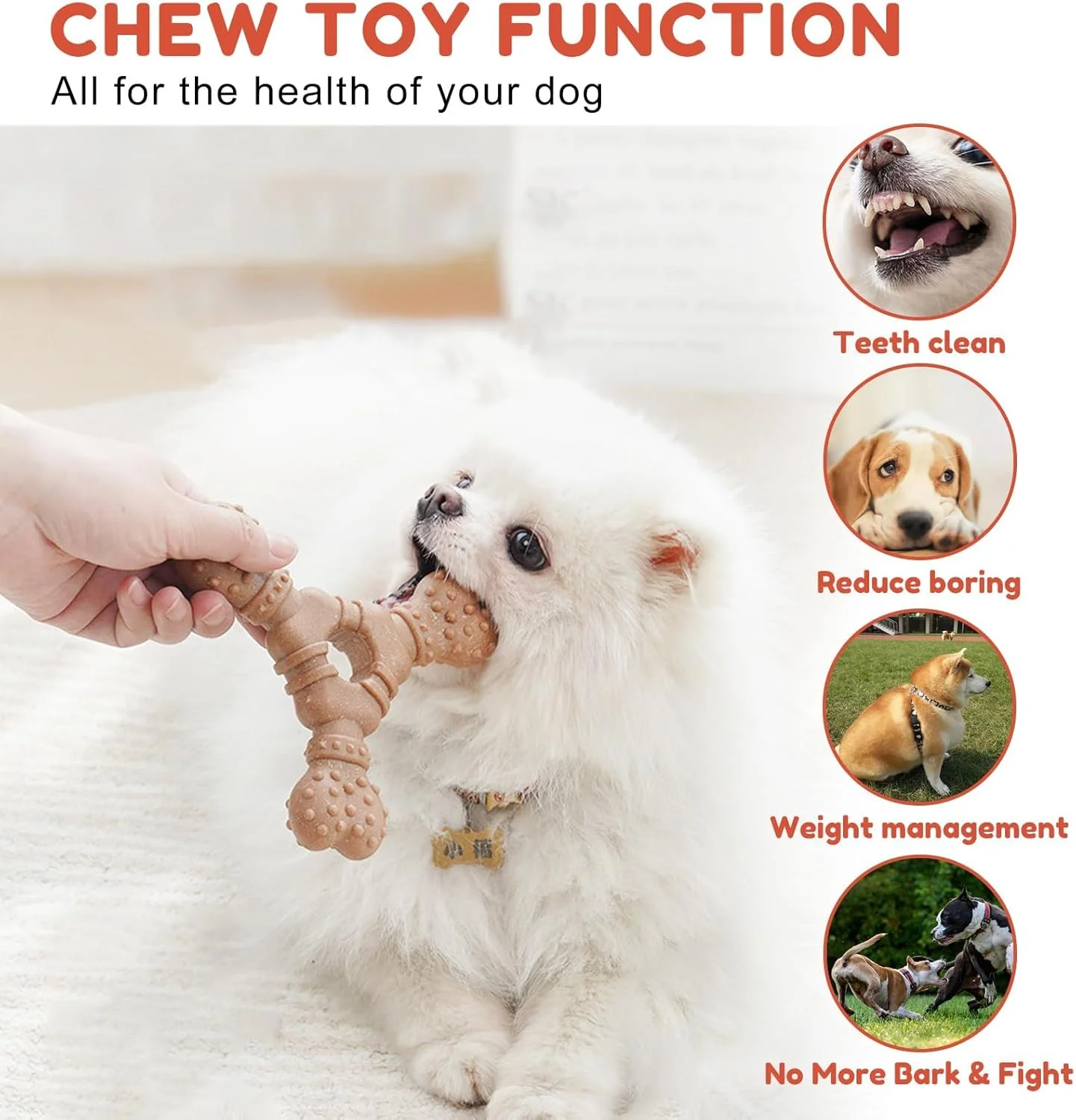 اسباب بازی جویدنی سگ نشکن - استخوان مثلثی، ماندگاری طولانی برای دندان درآوردن توله سگ، جویدن تهاجمی