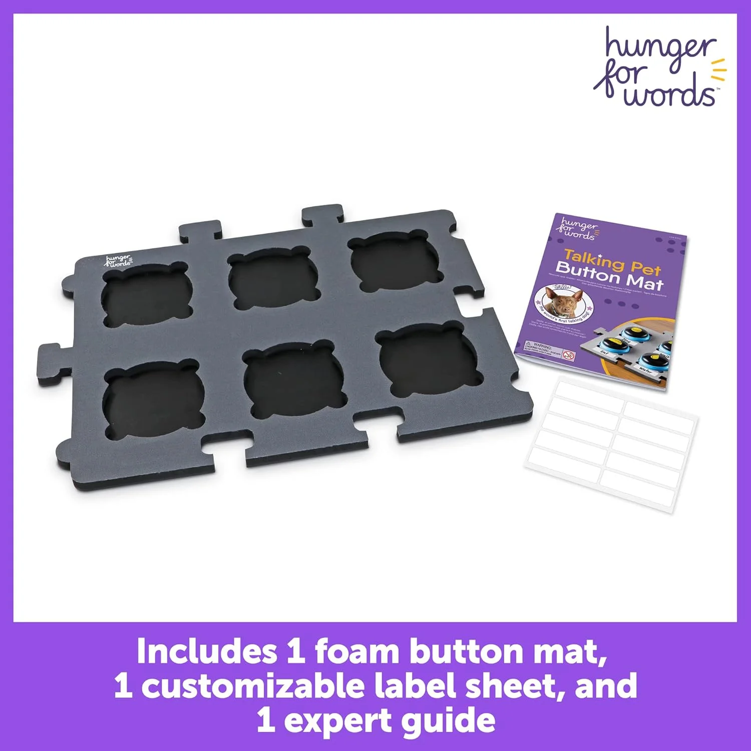 پد دکمه سخنگو حیوانات خانگی Hunger For Words، تک پد، ظرفیت تا 6 دکمه، پد دکمه سگ سخنگو، محل نگهداری دکمه سگ سخنگو، لوازم حیوانات خانگی، چند رنگ