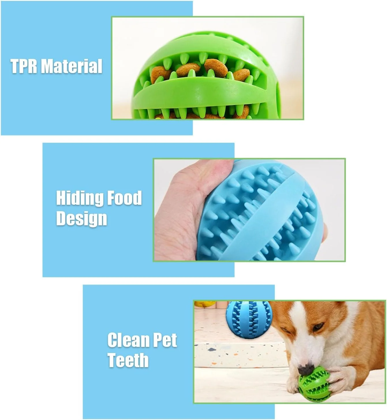 توپ اسباب بازی سگ hzkais، توپ غذای لاستیکی سگ، توپ اسباب بازی تمیز کننده دندان سگ 5 سانتی متری، توپ اسباب بازی تعاملی سگ، توپ آموزشی سگ برای سگ های کوچک تا متوسط (آبی و زرد) - 2 عدد