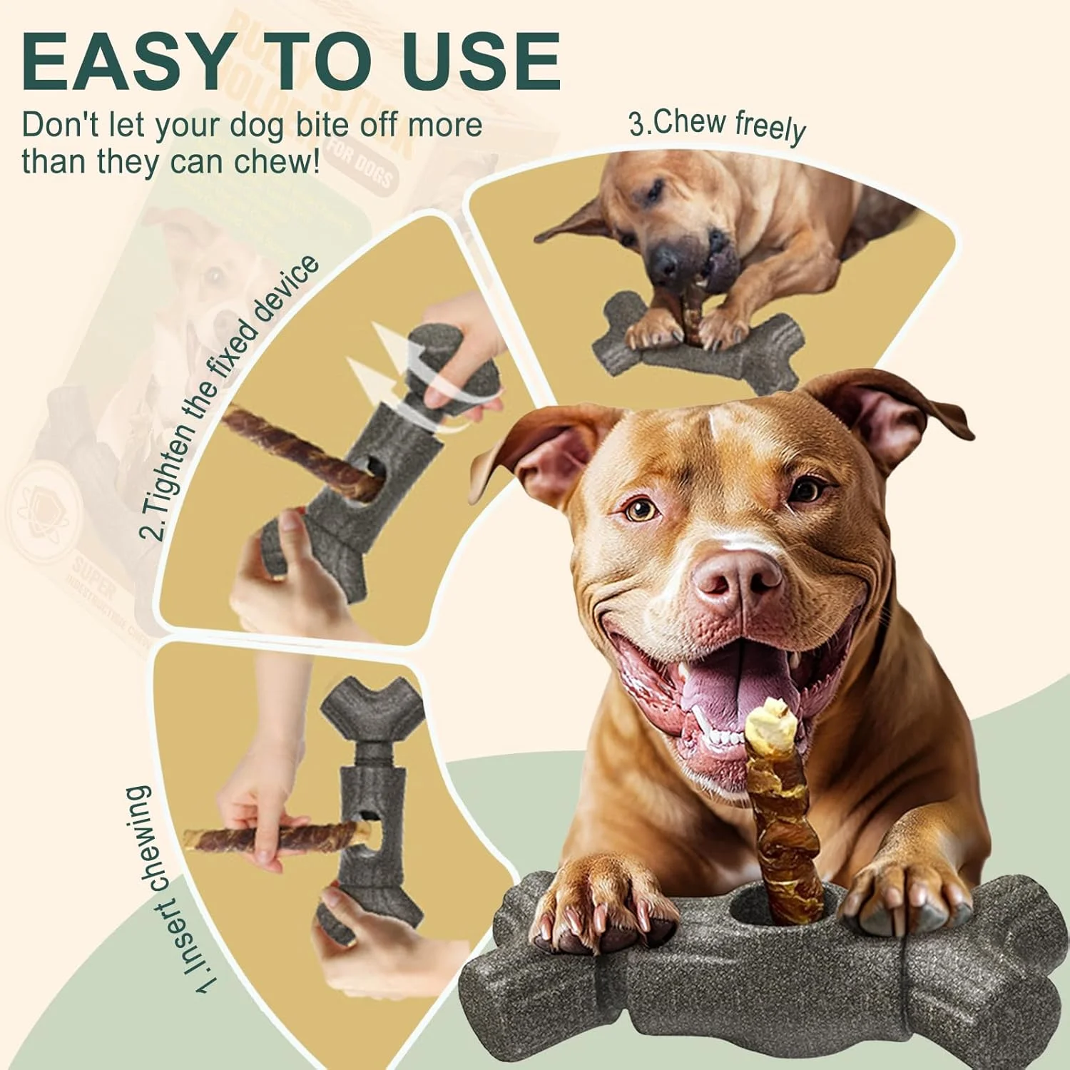 نگهدارنده چوب جویدنی سگ، اسباب بازی بادوام برای سگ ها، نگهدارنده امن چوب جویدنی - مناسب برای انواع چوب های جویدنی و اندازه های مختلف سگ