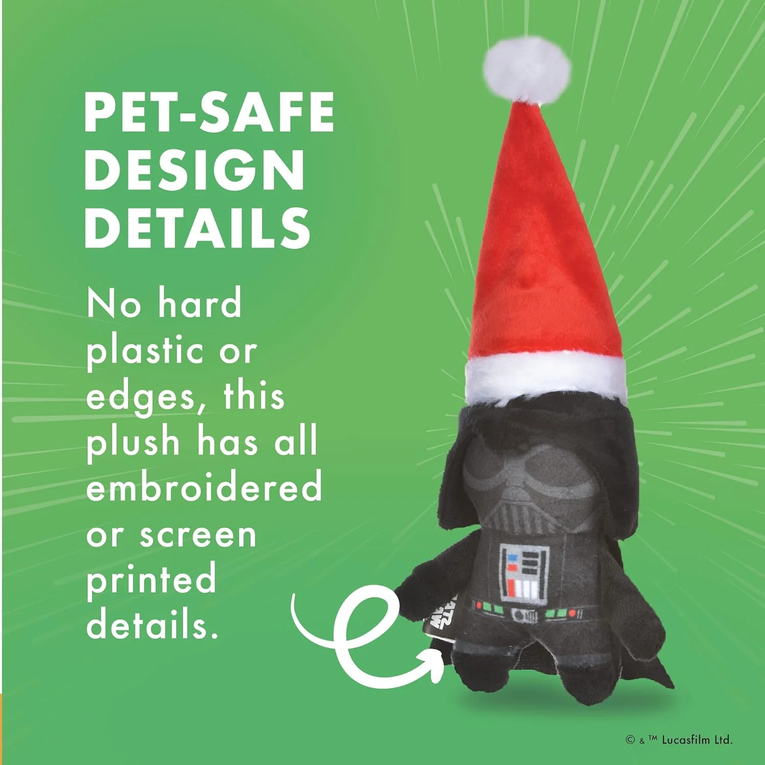 اسباب بازی سگ جنگ ستارگان طرح دارت ویدر مناسب تعطیلات | اسباب بازی جیر جیر کننده سگ طرح سانتا دارت ویدر | اسباب بازی پولیشی جنگ ستارگان مناسب سگ ها | اسباب بازی کوچک 6 اینچی سگ (FF19328-22)