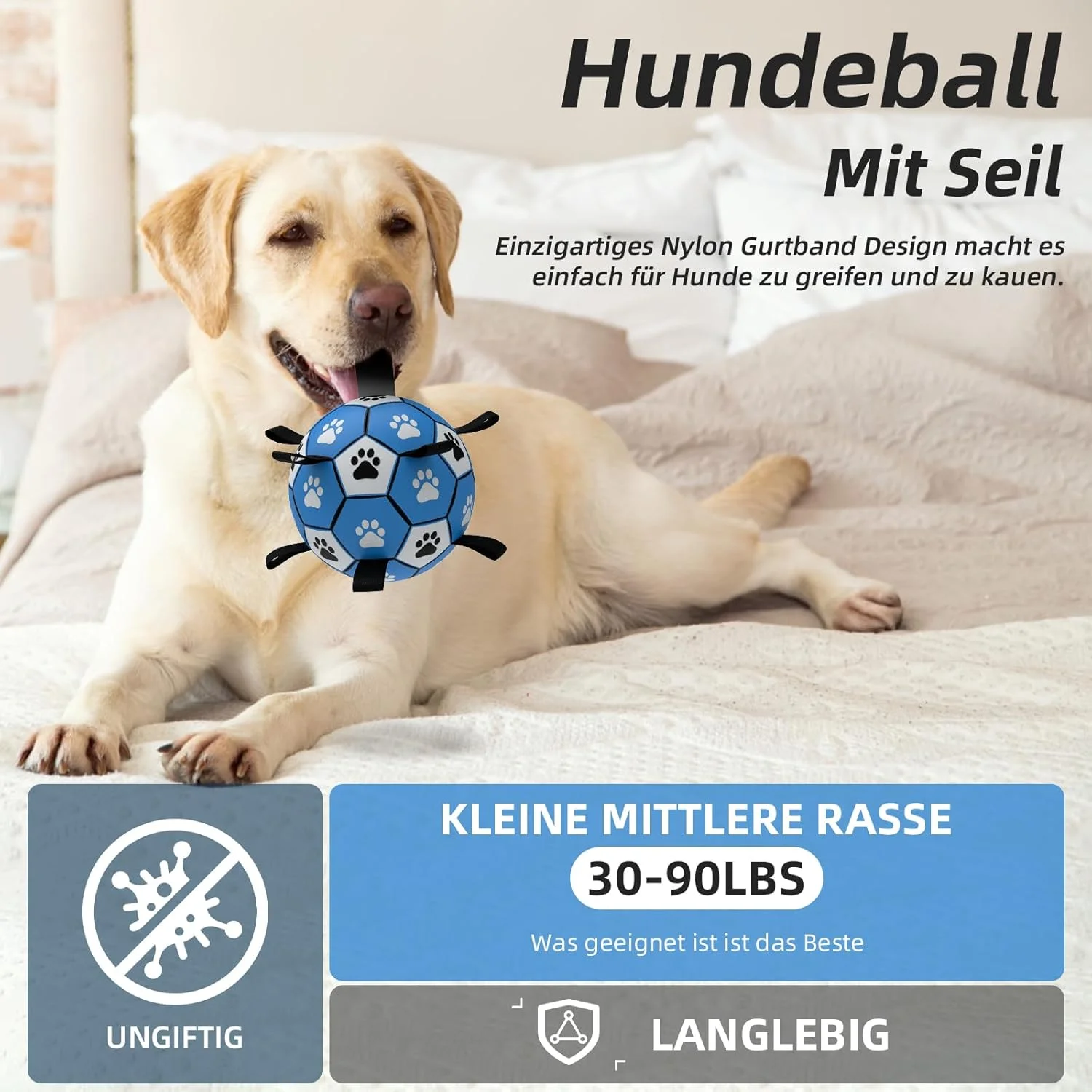 توپ سگ HETOO، توپ اسباب بازی سگ با دسته برای سگ ها، کشیدن تعاملی جنگ، توپ های سگ آبی، اسباب بازی، هدیه تولد برای سگ های متوسط/بزرگ (8 اینچ، آبی، خاکستری)