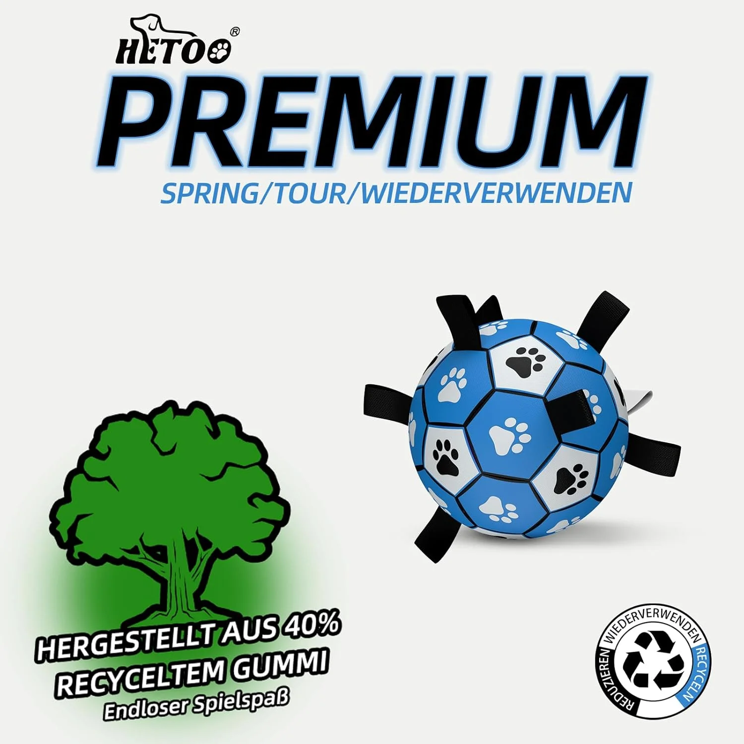 توپ سگ HETOO، توپ اسباب بازی سگ با دسته برای سگ ها، کشیدن تعاملی جنگ، توپ های سگ آبی، اسباب بازی، هدیه تولد برای سگ های متوسط/بزرگ (8 اینچ، آبی، خاکستری)