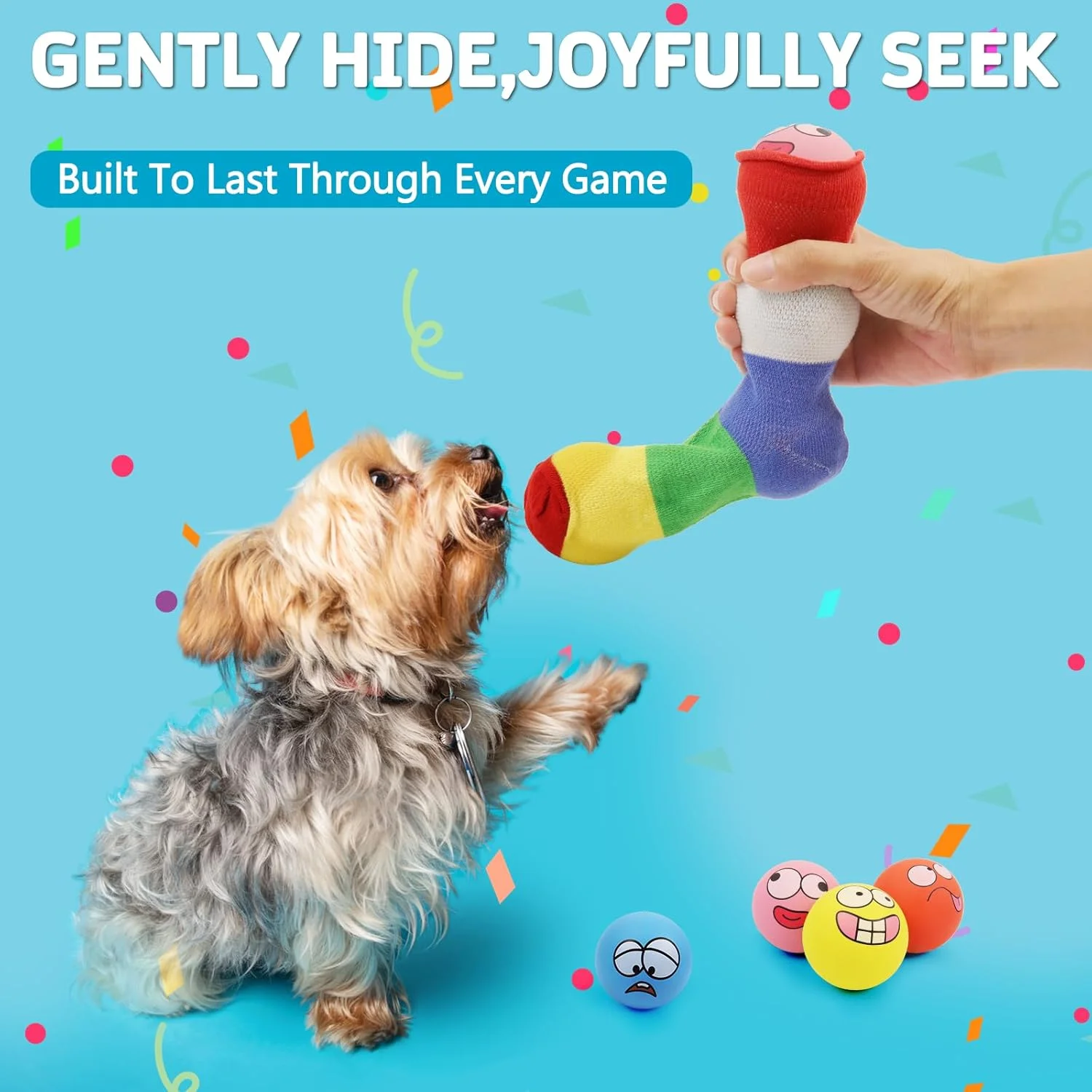 اسباب بازی های سوت دار سگ HDSX، توپ های سوت دار لاستیکی لاتکس نرم برای توله سگ و سگ های کوچک (بسته 8 عددی) (توپ های گرد)