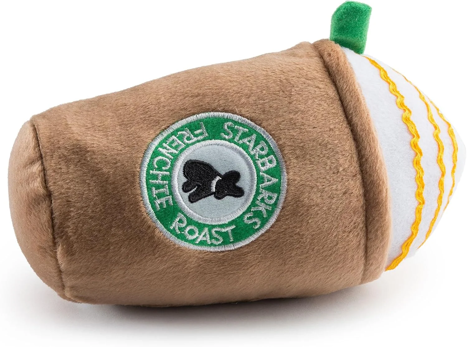 اسباب بازی سگ پولیشی دیزاینر Haute Diggity Dog طرح Starbarks Frappawcino، دارای صدای تعاملی، محرک غنی سازی حیوانات خانگی، قابل شستشو در ماشین لباسشویی و مواد ایمن برای همه نژادها، سایز متوسط