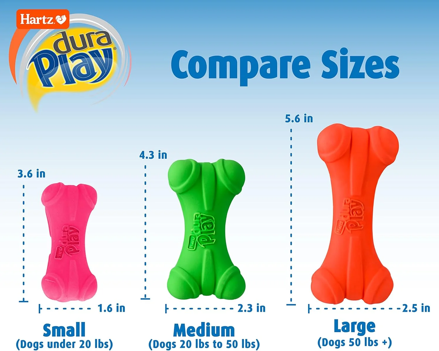 اسباب بازی سگ استخوانی لاتکس سوت دار Hartz DuraPlay، استخوان متوسط، بسته 3 عددی