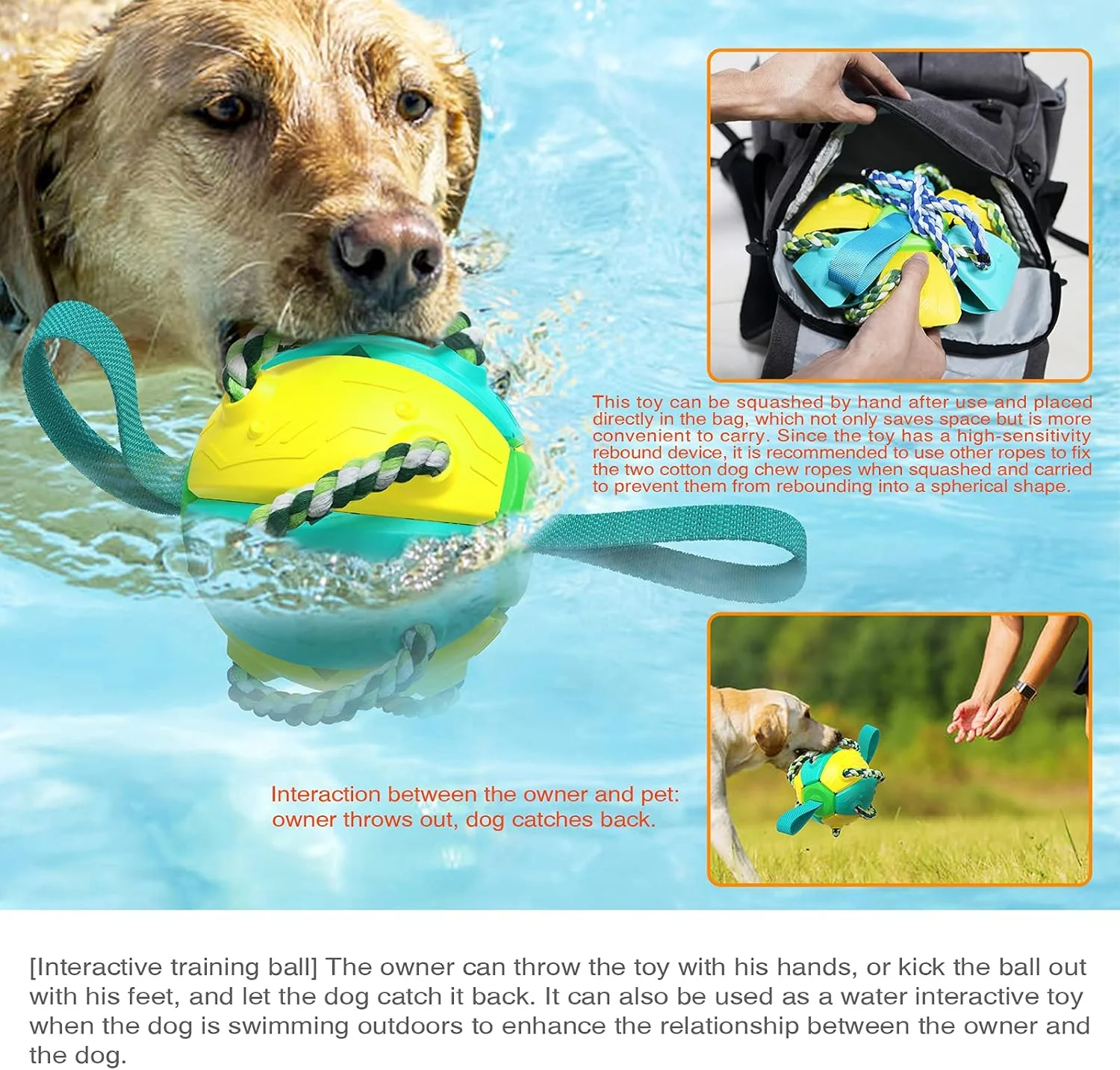 توپ فوتبال اسباب بازی سگ Hamsxo با طناب کشی، فریزبی قابل حمل در فضای باز برای بازی در آب و چمن، هدیه تولد توله سگ بچه گربه، ورزش، توپ تعاملی سگ، لوازم حیوانات خانگی (زرد) توپ فوتبال اسباب بازی سگ Hamsxo با طناب کشی، فریزبی قابل حمل در فضای باز برای بازی در آب و چمن، هدیه تولد توله سگ بچه گربه، ورزش، توپ تعاملی سگ، لوازم حیوانات خانگی (زرد)