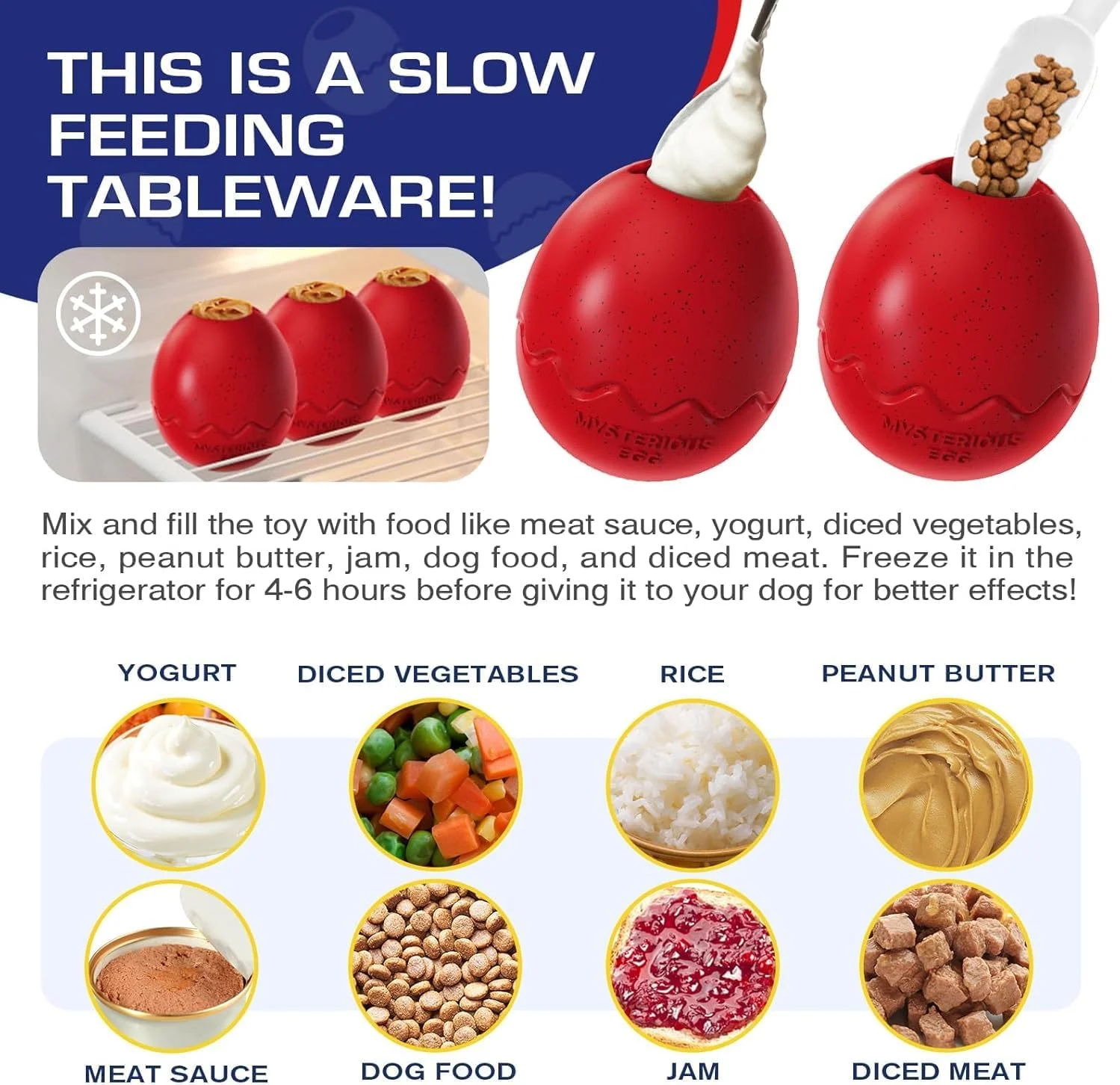 اسباب بازی جویدنی سگ GraGra، اسباب بازی های جویدنی نشکن برای سگ های با عادت جویدن تهاجمی، اسباب بازی های تعاملی سگ، مناسب سگ های کوچک، متوسط و بزرگ، ایده آل برای بازی های تعاملی، تخم مرغ مرموز، قرمز