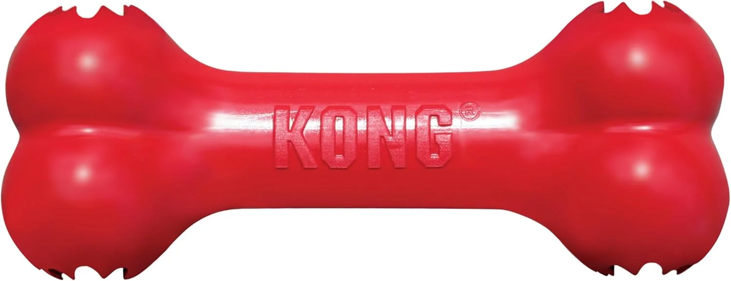 KONG | استخوان گودی مخصوص توله سگ | لاستیک دندانی، اسباب بازی سگ با قابلیت پخش تشویقی | رنگ های متنوع | برای توله سگ های متوسط