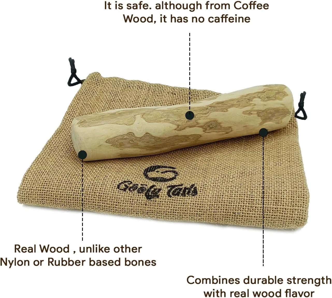 اسباب بازی های چوبی قهوه گوفی تیلز برای سگ ها | بدون تراشه، بدون کافئین | اسباب بازی طبیعی و ایمن برای توله سگ | جویدنی های مراقبت از دندان و آموزش برای سگ ها | اسباب بازی های بادوام بزرگ، 2 تکه