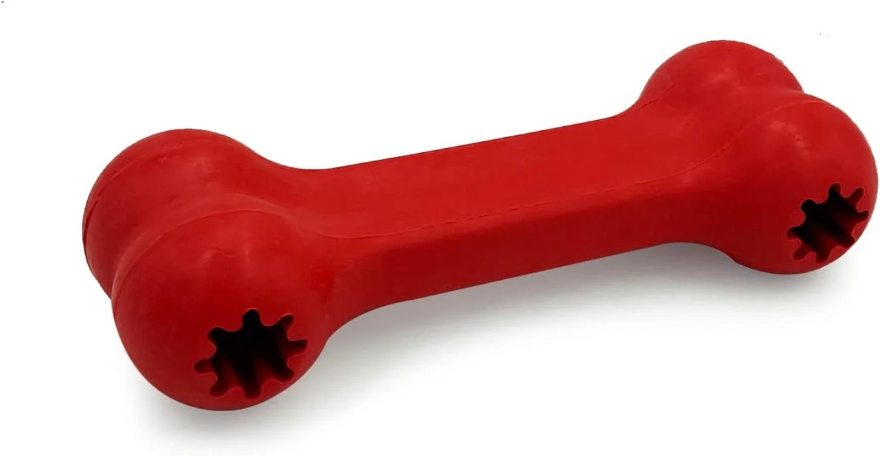 اسباب بازی سگ استخوانی لاستیکی طبیعی گوفی تیلز | اسباب بازی های جویدنی لاستیکی غیر سمی برای سگ ها | اسباب بازی استخوان سگ | اسباب بازی ایده آل برای همه نژادها و اندازه ها (استخوان سگ کلاسیک، بزرگ)