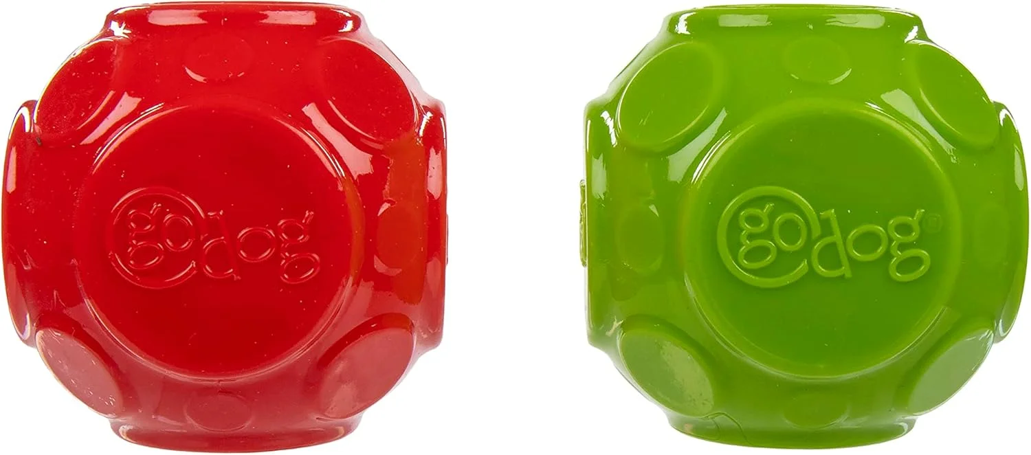 اسباب بازی سگ توپی بی صدای goDog (مجموعه 2 عددی تعطیلات، صدای فراصوت) - مجموعه 2 عددی، سبز و قرمز