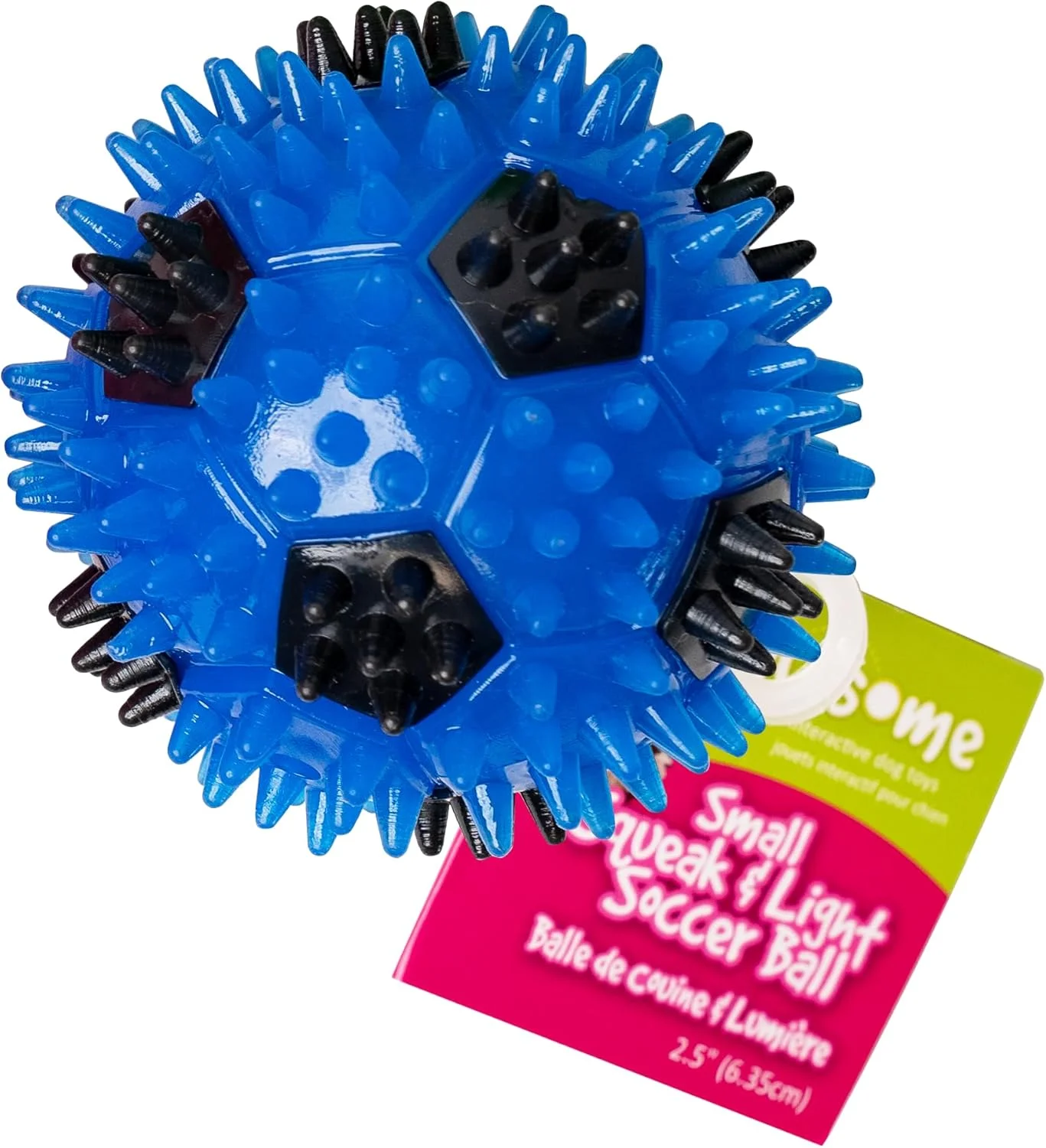 اسباب بازی سوت دار و چراغ دار توپ فوتبال گناسوم برای سگ ها، سایز کوچک، 2.5 اینچ - ارتقا سلامت دندان و لثه حیوان خانگی شما، رنگ ها متنوع