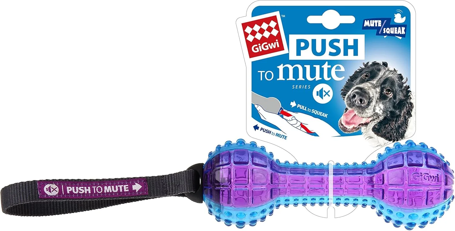 اسباب بازی سگ دمبل شفاف 'فشار برای بی صدا کردن' گیگوی - بنفش/آبی