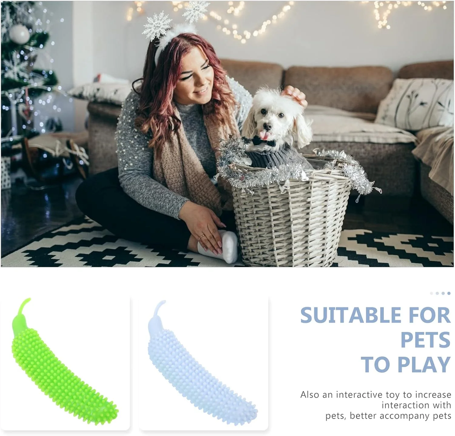 اسباب بازی دندانی سگ طرح خیار، مجموعه 2 عددی، مناسب جویدن، بازی، رنگ آبنباتی، تمیز کننده دندان، تمرین دندان، مناسب توله سگ و گربه