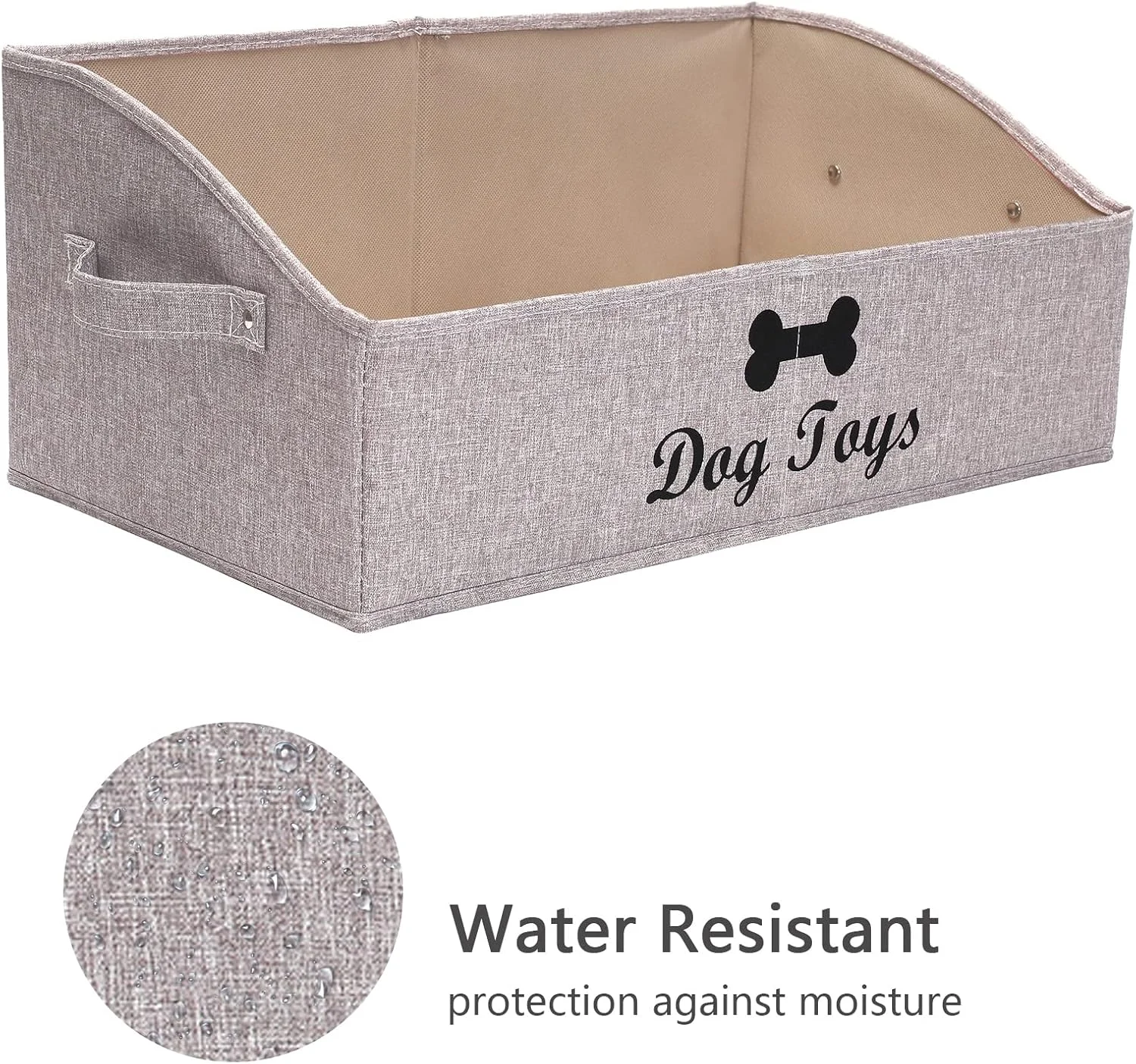 سبد اسباب بازی سگ Geyecete، جعبه اسباب بازی بزرگ سگ، جعبه ذخیره سازی اسباب بازی سگ - جعبه های سازمان دهنده ذوزنقه ای پارچه ای تاشو با دسته، سبد تاشو برای اسباب بازی های سگ (قهوه ای روشن - سگ)
