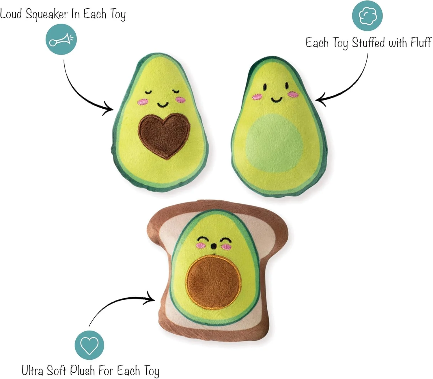 اسباب بازی سگ کوچک 3 تکه آووکادو فرینج استودیو - سبز/4.5X3.25 اینچ