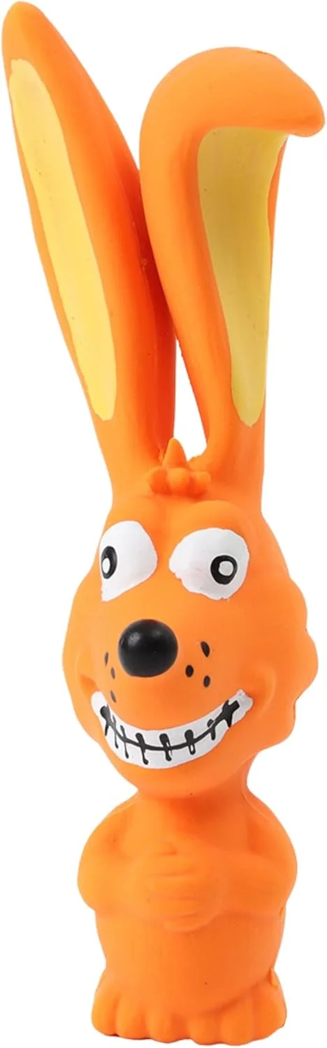اسباب بازی سگ خرگوش نارنجی صدادار از جنس لاتکس طبیعی فودی پاپیز | مناسب سگ های کوچک تا متوسط و توله سگ | بادوام، طراحی حیوانات، اسباب بازی ایمن برای بازی و جویدن | کاهش اضطراب جدایی