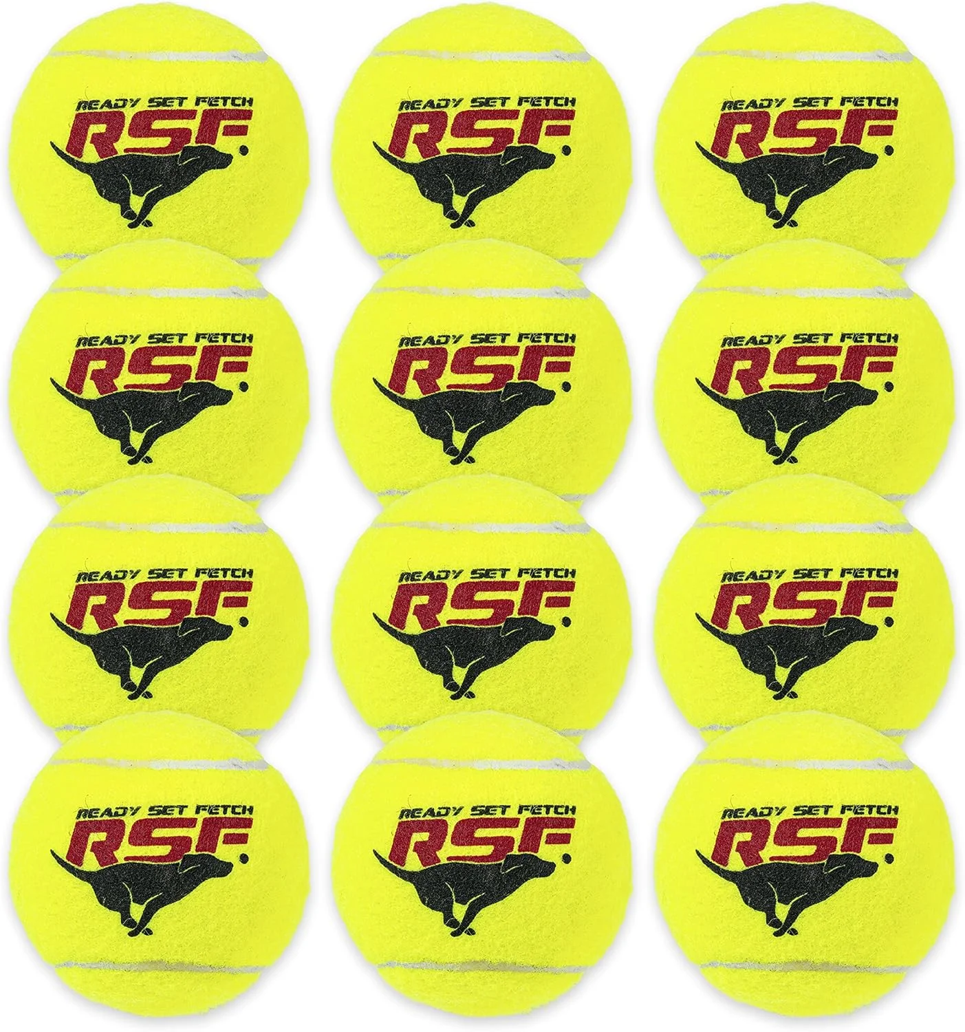 توپ های تنیس صدادار Franklin Pet Supply RSF - اسباب بازی سگ با صدای جیر جیر هنگام فشار دادن - بسته 12 عددی - برای سگ های کوچک، متوسط و بزرگ - صدای جیر جیر