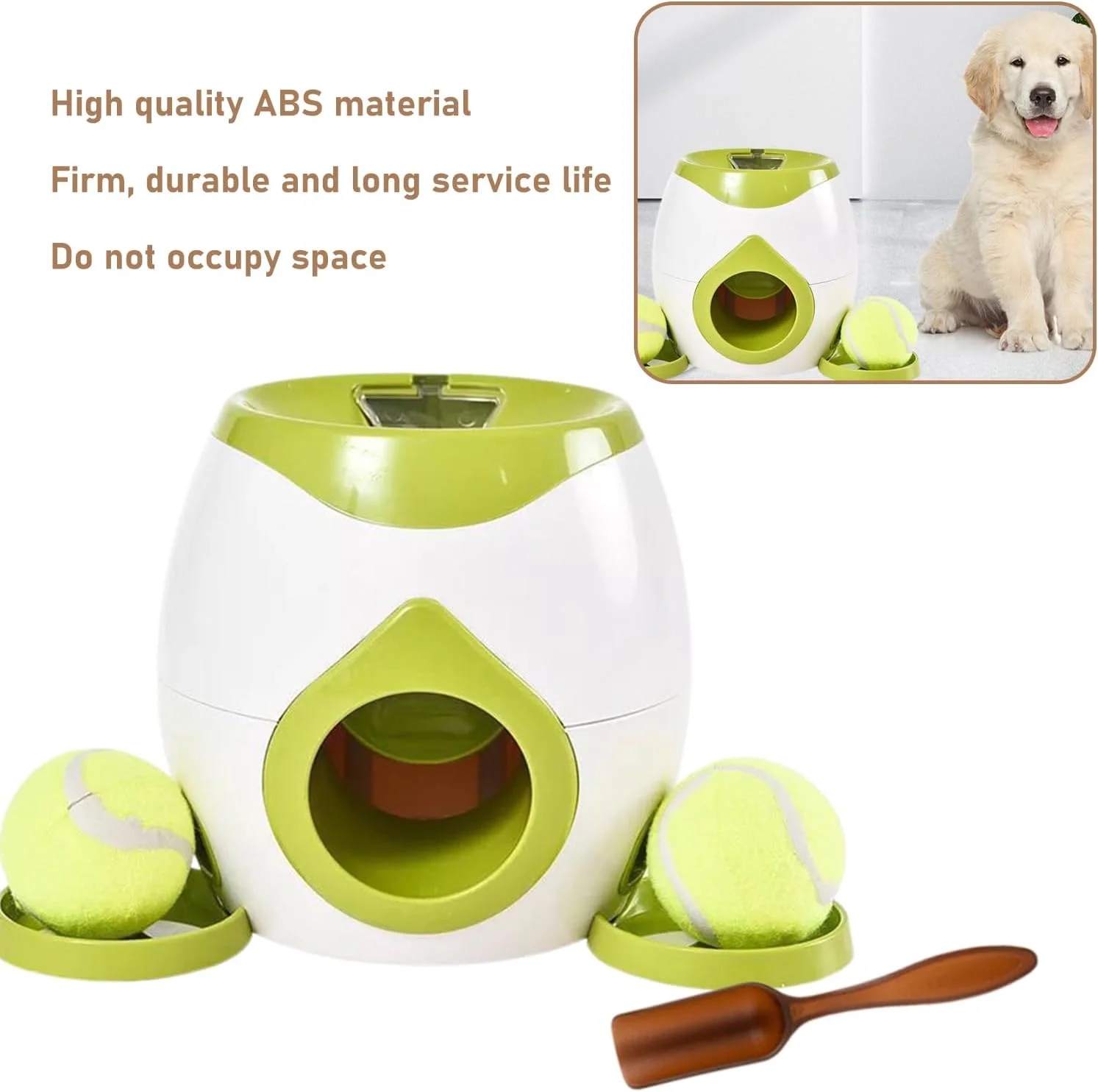 پرتابگر توپ اتوماتیک سگ Fohome، جایزه توپ اتوماتیک سگ، دستگاه جایزه غذای سگ، اسباب بازی تعاملی حیوانات خانگی، دستگاه توپ چرخشی هوشمند برای گربه ها، سگ ها (سبز)