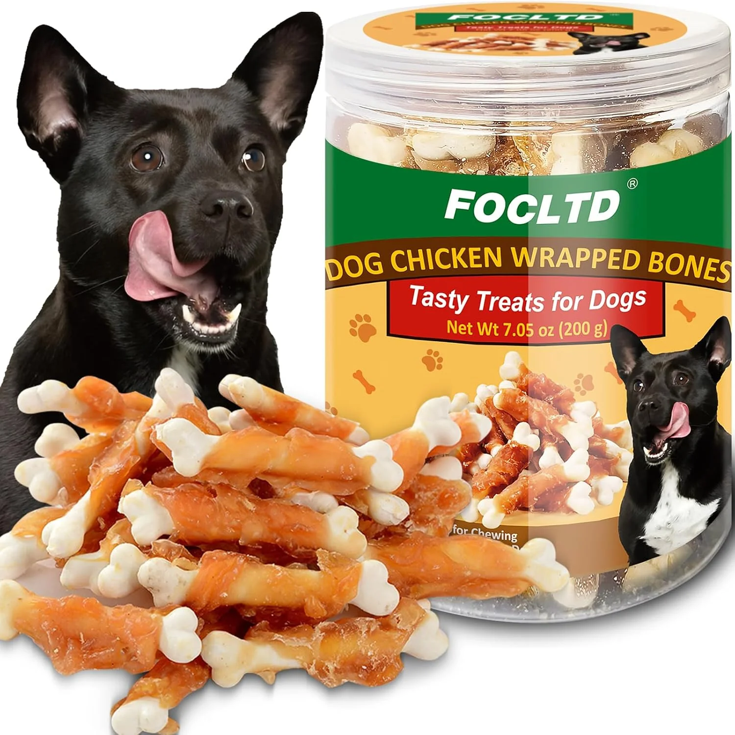 اسباب بازی جویدنی سگ FOCLTD - شکل مسواک، 6 عدد چوب جویدنی تمیز کننده دندان - طعم چای سبز، اسباب بازی استخوان جویدنی سالم و ایمن سگ، اسباب بازی تشویقی طبیعی سگ (مرغ)