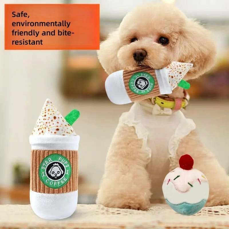 اسباب بازی سگ قهوه FEJYTOR مدل Pup'kin Spice Latte - اسباب بازی های تعطیلات خنده دار پاییزی برای سگ های متوسط، کوچک و بزرگ - هدایای زیبا برای تولد سگ - عروسک های باحال برای همه نژادها