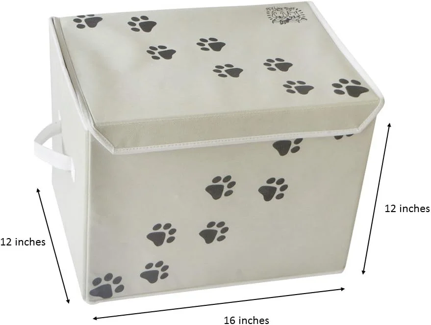 جعبه بزرگ نگهداری اسباب بازی سگ Feline Ruff. سبد نگهداری اسباب بازی حیوانات خانگی با درب، 40x30 سانتی متر. سطل برزنتی تاشو عالی برای اسباب بازی ها و لوازم جانبی گربه نیز هست! (قهوه ای روشن)