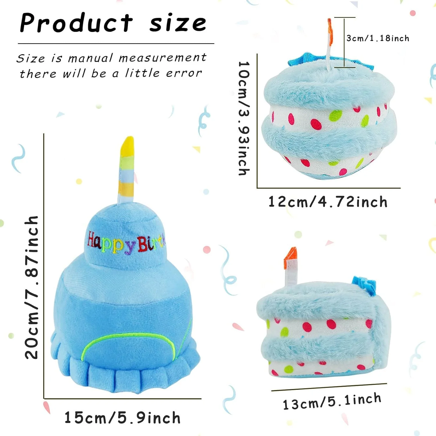 جشن تولد سگ خود را با اسباب بازی مخملی کیک استخوانی سوت دار جشن بگیرید - 2 عدد برای سگ های کوچک، متوسط و بزرگ