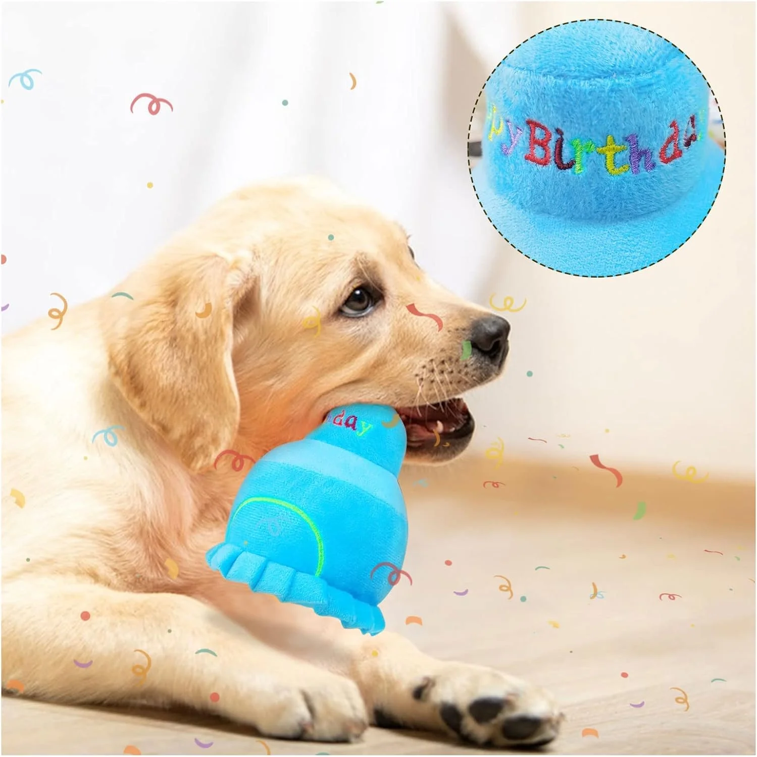 جشن تولد سگ خود را با اسباب بازی مخملی کیک استخوانی سوت دار جشن بگیرید - 2 عدد برای سگ های کوچک، متوسط و بزرگ