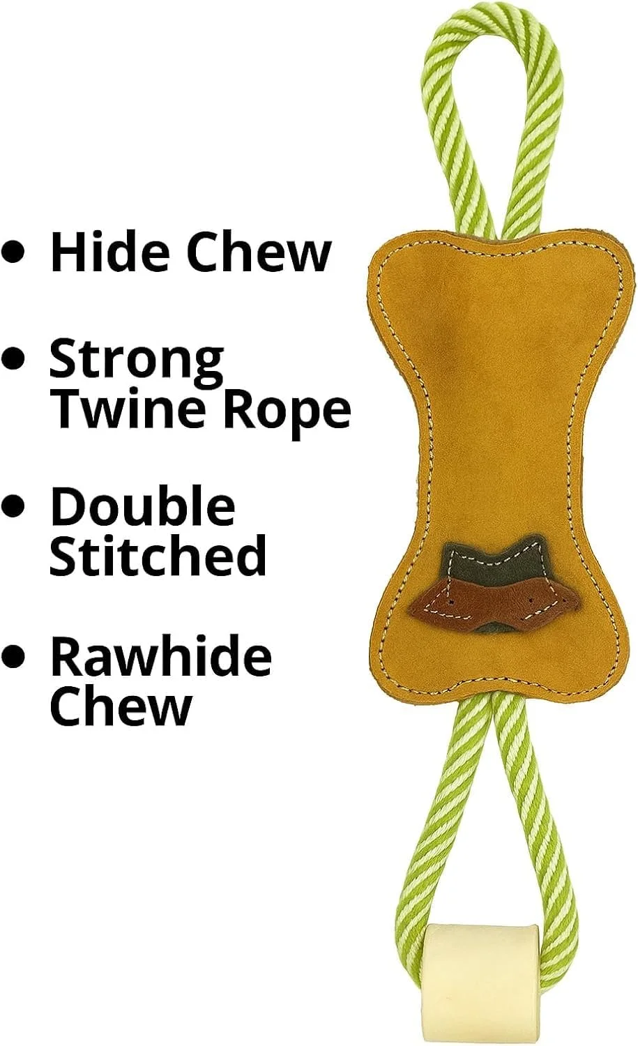 اسباب بازی طناب جویدنی بادوام سگ | اسباب بازی جویدنی استخوان چرمی جیر طبیعی برای سگ های متوسط ​​تا بزرگ | اسباب بازی حیوانات خانگی سخت و ماندگار