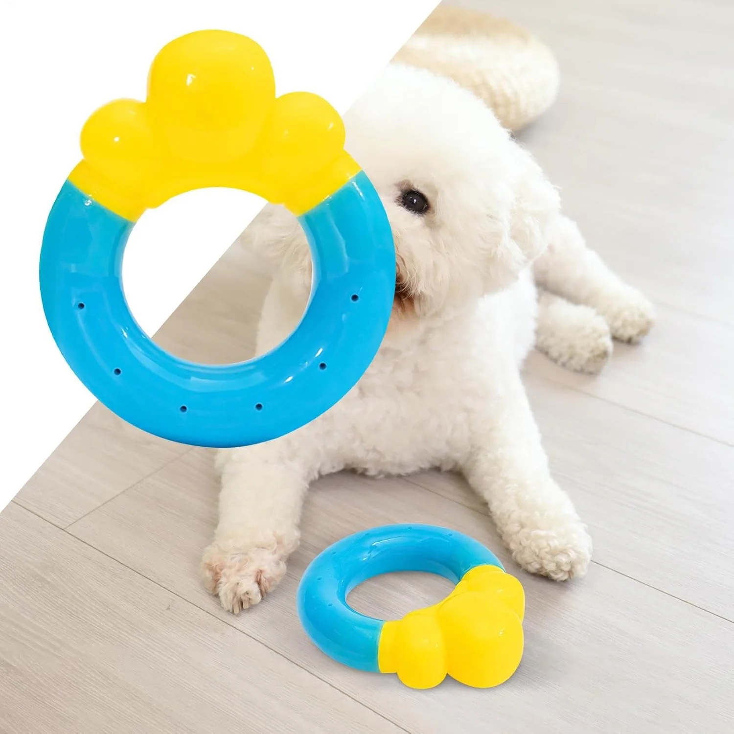 اسباب بازی های آبی سگ - اسباب بازی های خنک کننده توله سگ در فضای باز - لوازم خنک کننده حیوانات خانگی تابستانی به شکل دونات برای آموزش، هوای گرم، بازی در فضای باز، حیاط خلوت، ساحل، پارک، رفع بی حوصلگی، شنا