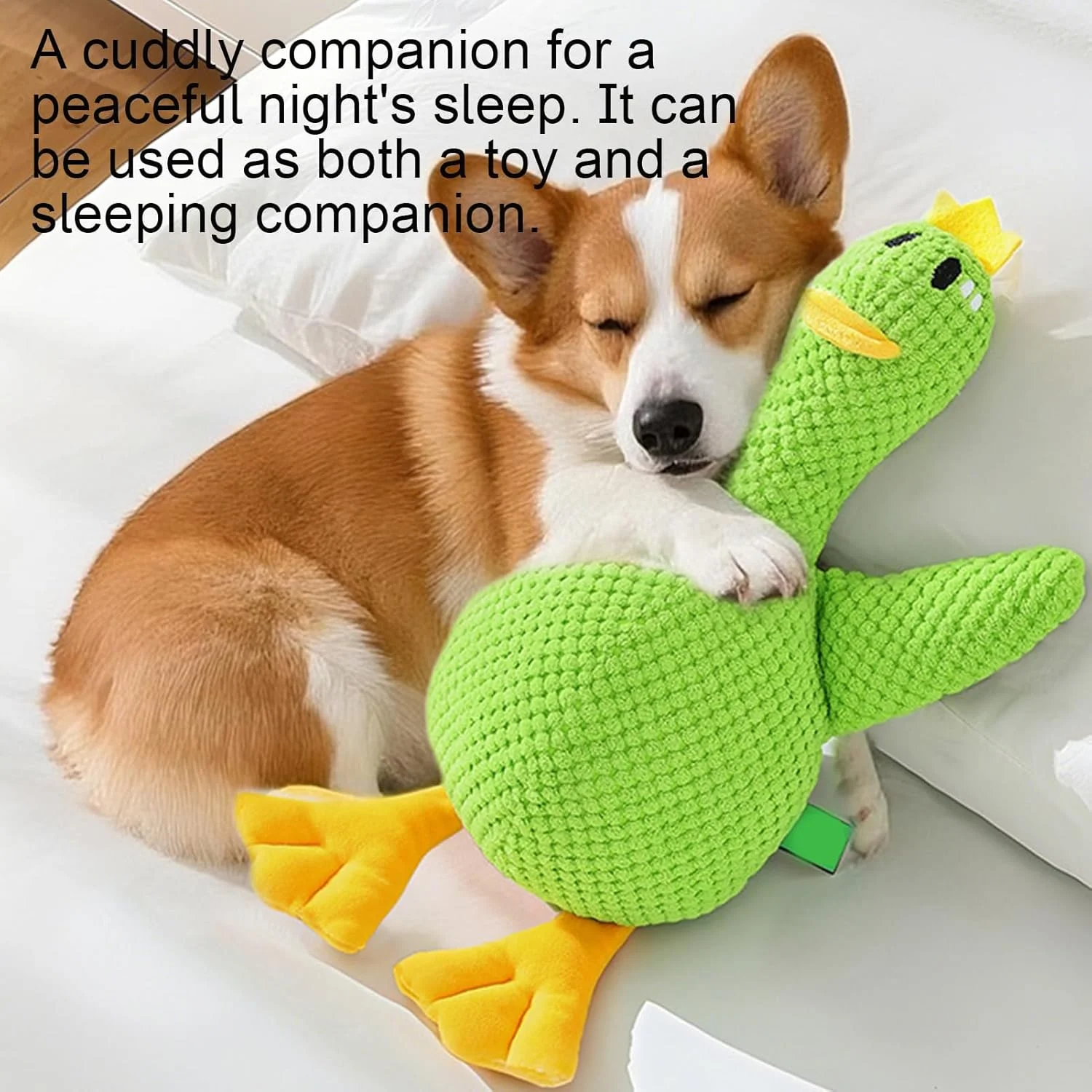 اسباب بازی سگ طرح اردک - اسباب بازی های سگ مخملی جیر جیر کننده، عروسک تعاملی حیوانات پر شده برای بازی در فضای باز و داخل خانه، آموزش، زمان خواب، همراه بازی توله سگ