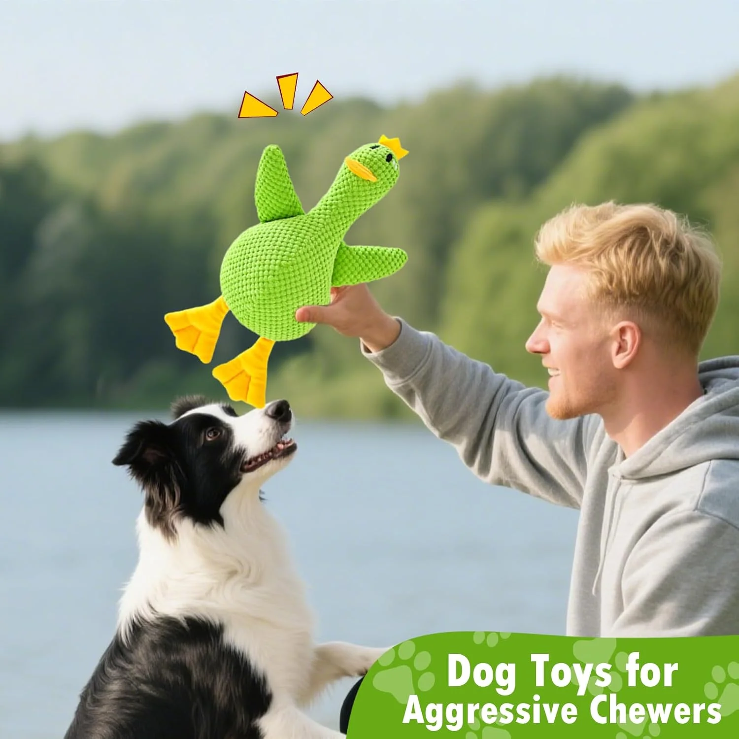 اسباب بازی سگ طرح اردک - اسباب بازی های پولیشی جیر جیر کننده برای سگ ها - عروسک جویدنی تعاملی حیوانات برای آموزش خانگی، بازی، اوقات فراغت در فضای باز، زمان خواب، حیوان خانگی توله سگ سرپوشیده