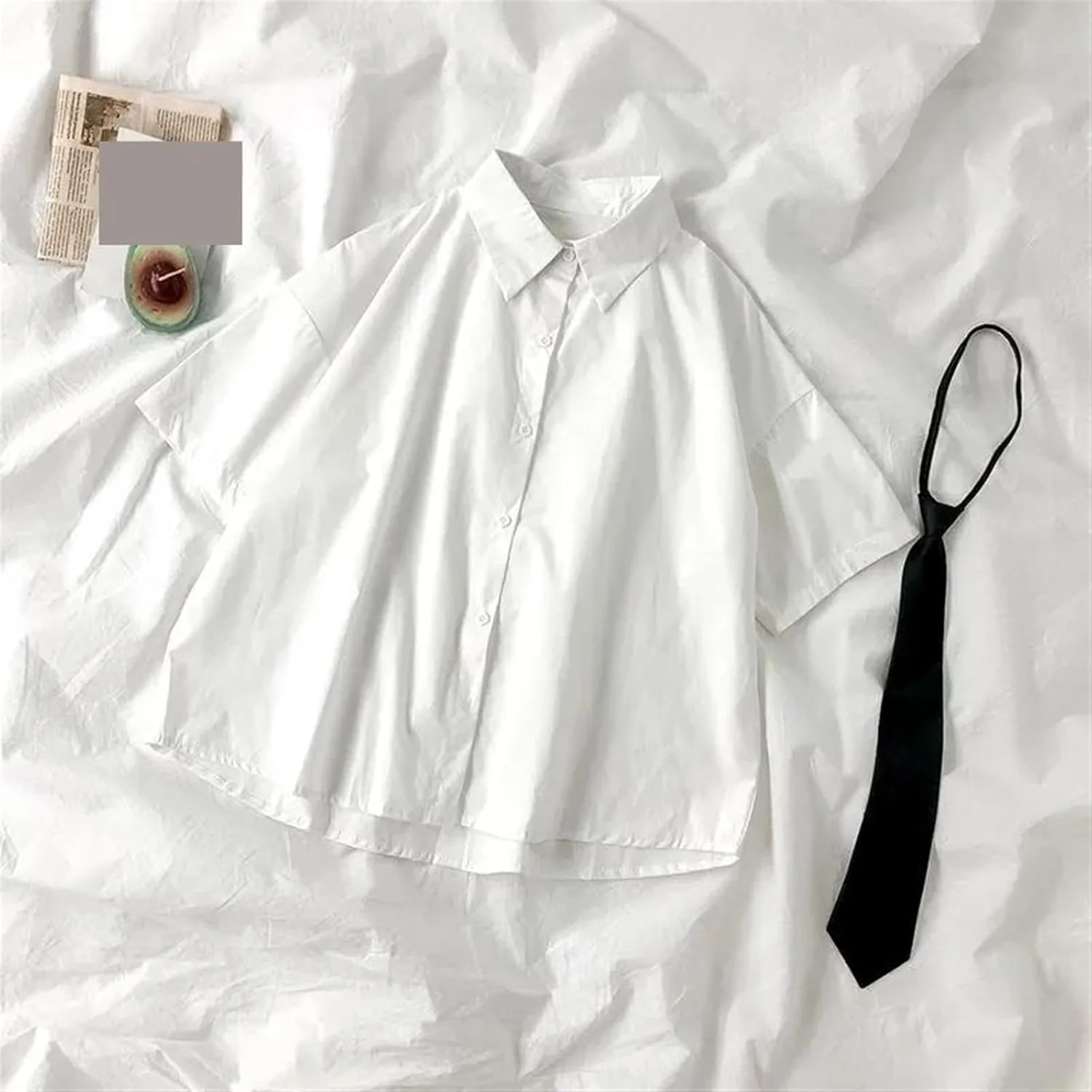 HHMMEDE بلوز و پیراهن دکمه دار زنانه، پیراهن سفید زنانه، کراواتی، ساده، مدل آزاد، مناسب استفاده روزمره
