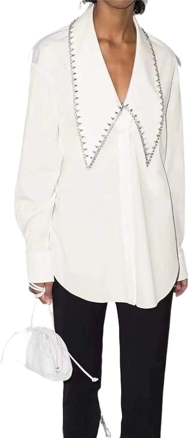 HHMMEDE بلوز و شومیز زنانه، پیراهن نخی الماس دار گشاد زنانه