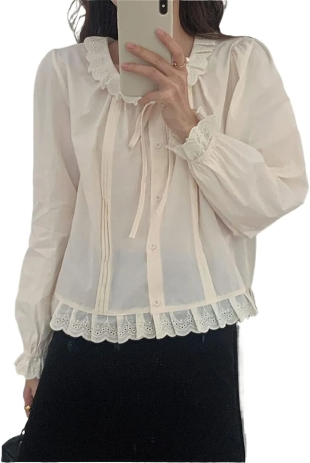 HHMMEDE بلوز و شومیز زنانه، شومیزهای دکمه دار زنانه، شومیز مجلسی زنانه، شومیز پاییزه توری، مدل OL، شومیز جدید غیر رسمی و لطیف