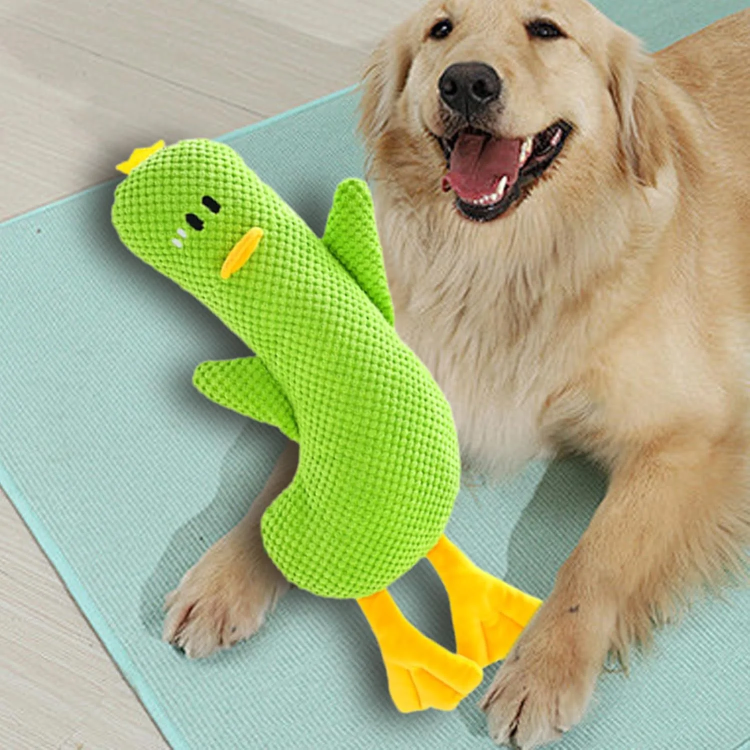 اسباب بازی اردک برای سگ ها، اسباب بازی های پولیشی جیر جیر کننده برای توله سگ ها - عروسک جویدنی دندانی تعاملی پر شده برای بازی حیوانات خانگی، آموزش در فضای داخلی و خارجی، زمان خواب و فعالیت های خانگی