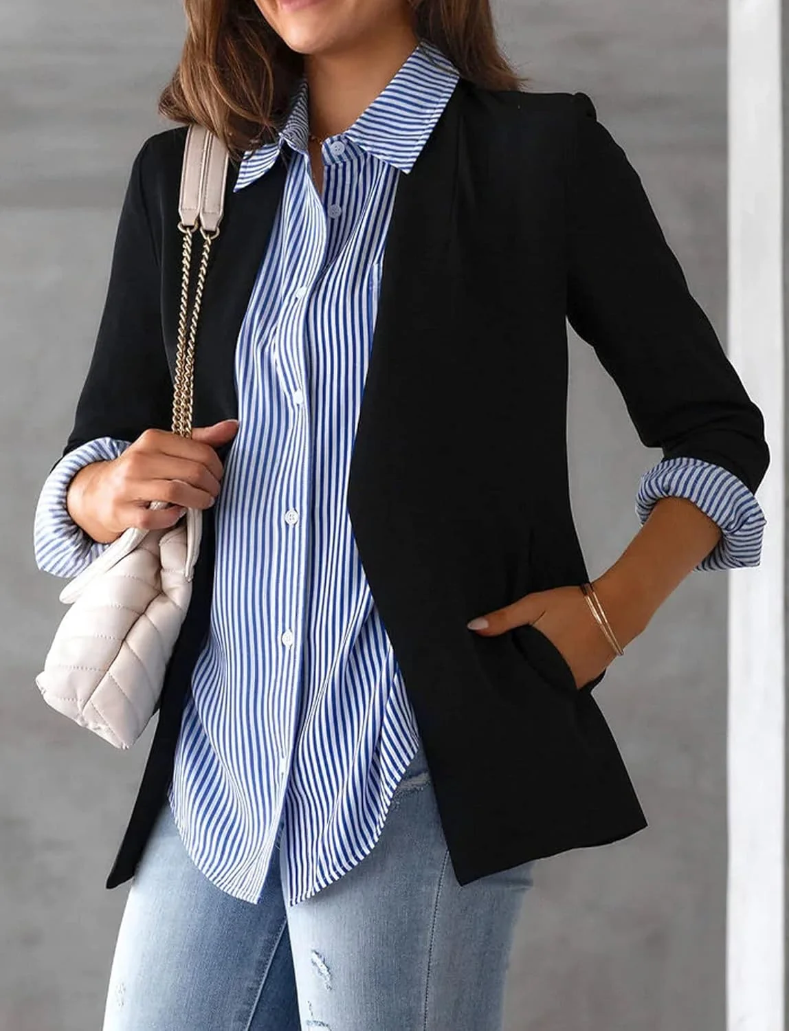 هپی چری بلوز راه راه زنانه لینن آستین بلند دکمه دار تونیک پیراهن غیر رسمی شیک یقه هفت بلوز پیراهن پایه تاپ های اداری شیک