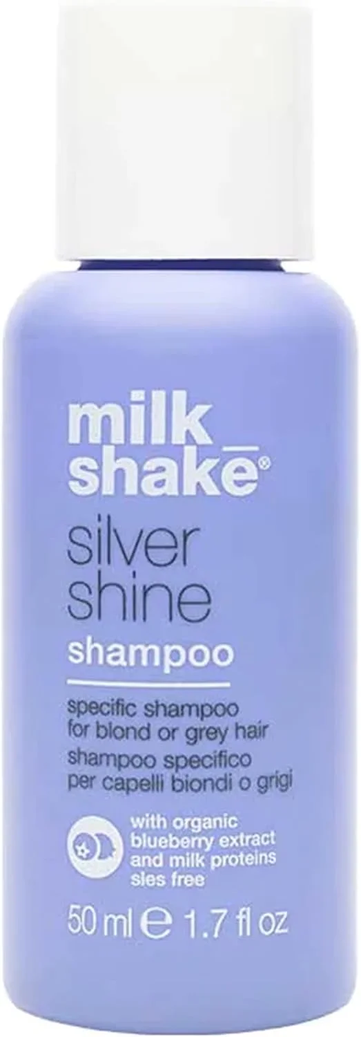 شامپو بنفش میلک شیک Silver Shine برای موهای بلوند - شامپو بلوند برای موهای زرد و نارنجی 100% فاقد SLES حجم 50 میلی لیتر شامپو بنفش میلک شیک Silver Shine برای موهای بلوند - شامپو بلوند برای موهای زرد و نارنجی 100% فاقد SLES حجم 50 میلی لیتر
