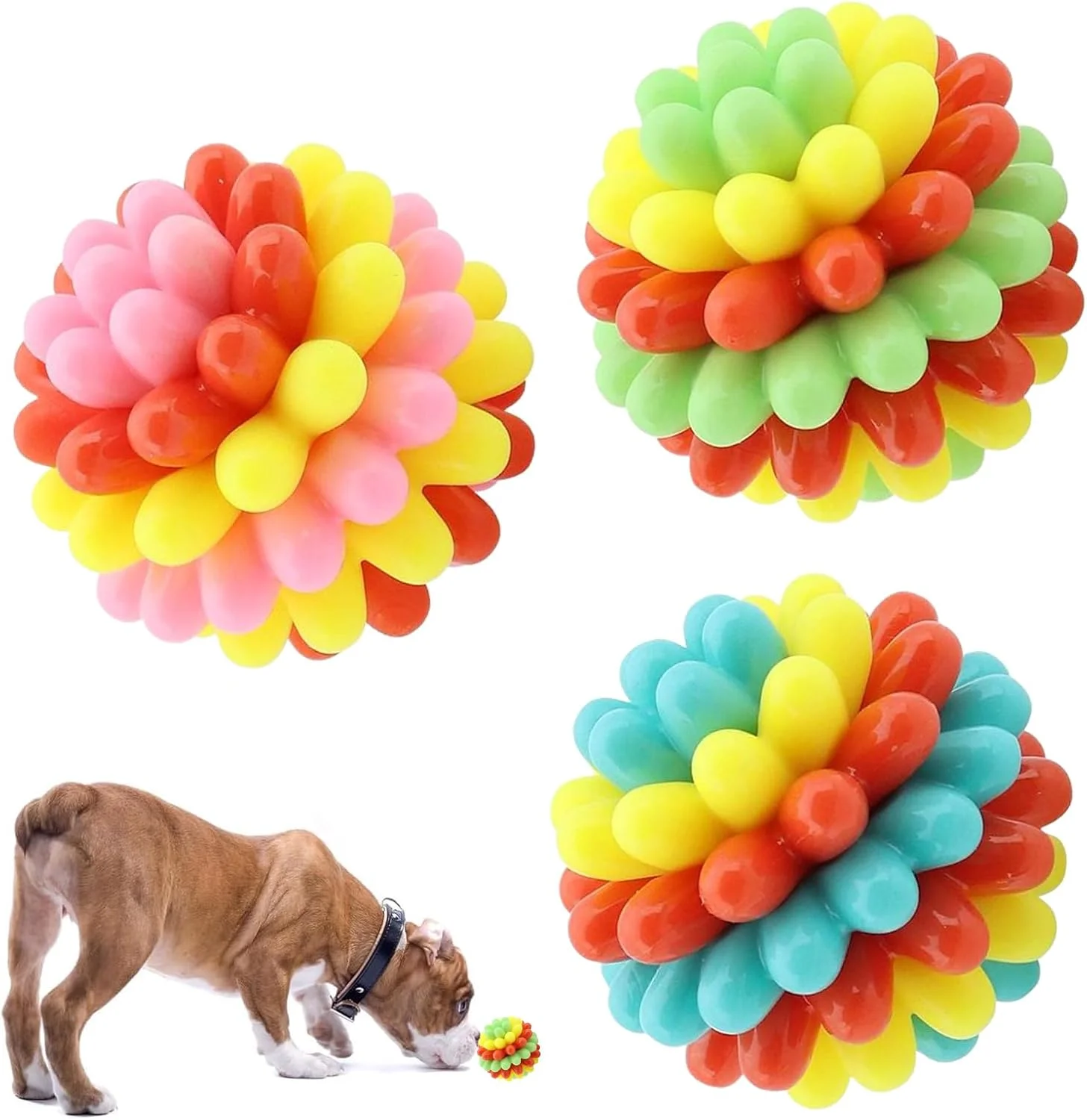 توپ های بازی برای سگ ها | توپ های جویدنی تعاملی سگ | لوازم حیوانات خانگی برای بازی فچ، مناسب برای نژادهای کوچک، متوسط و بزرگ، توله سگ، تمرینات حرکتی، غنی سازی، بازی در فضای داخلی و خارجی