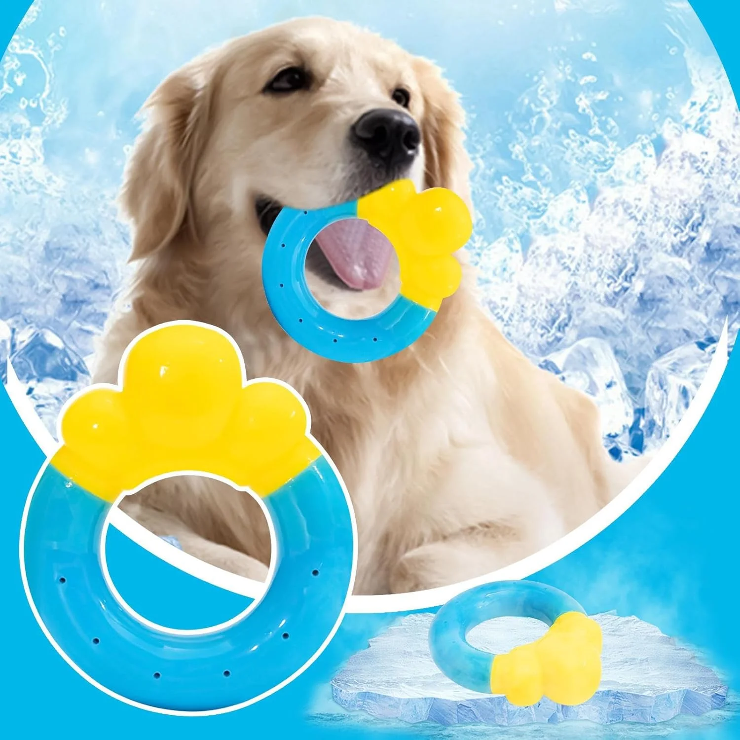 اسباب بازی آبی سگ، اسباب بازی جویدنی توله سگ - لوازم خنک کننده حیوانات خانگی طرح دونات برای جویدن، آموزش، بازی در حیاط خلوت، شنا در فضای باز، ساحل، پارک و رفع خستگی در هوای گرم