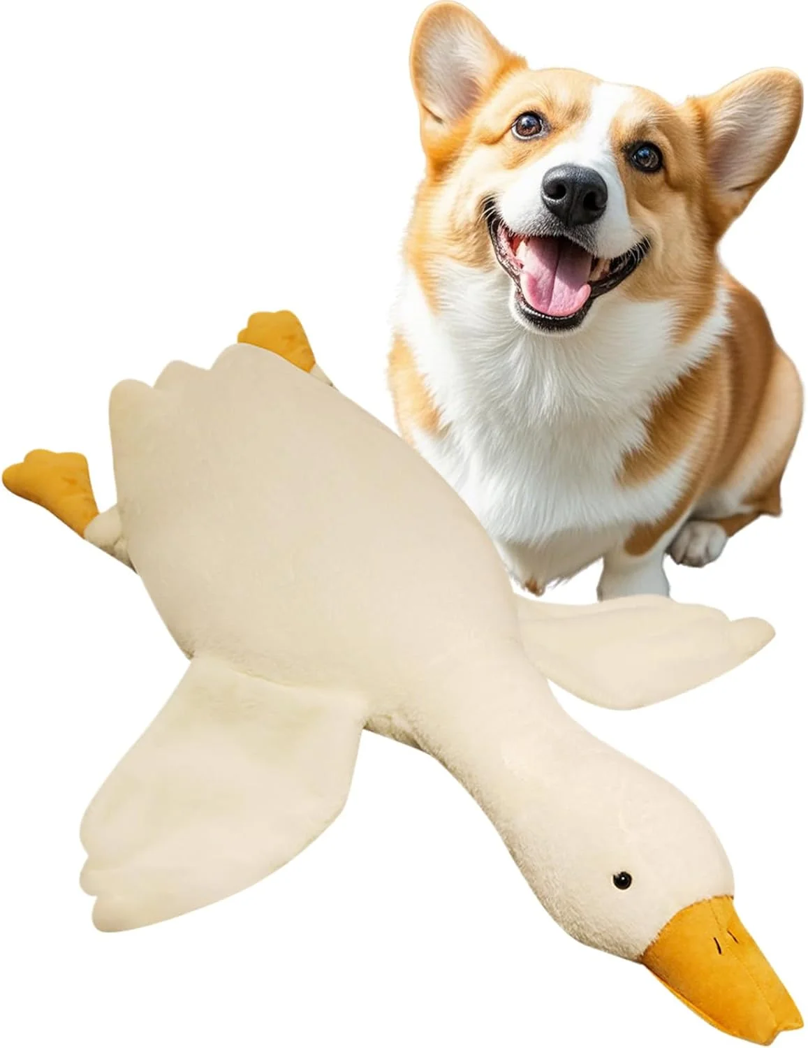 اردک آرام‌بخش سگ - عروسک پولیشی سگ، اسباب‌بازی پولیشی اردک | برای تحریک ذهنی، ورزش، همراهی، بازی در فضای داخلی و خارجی، آموزش