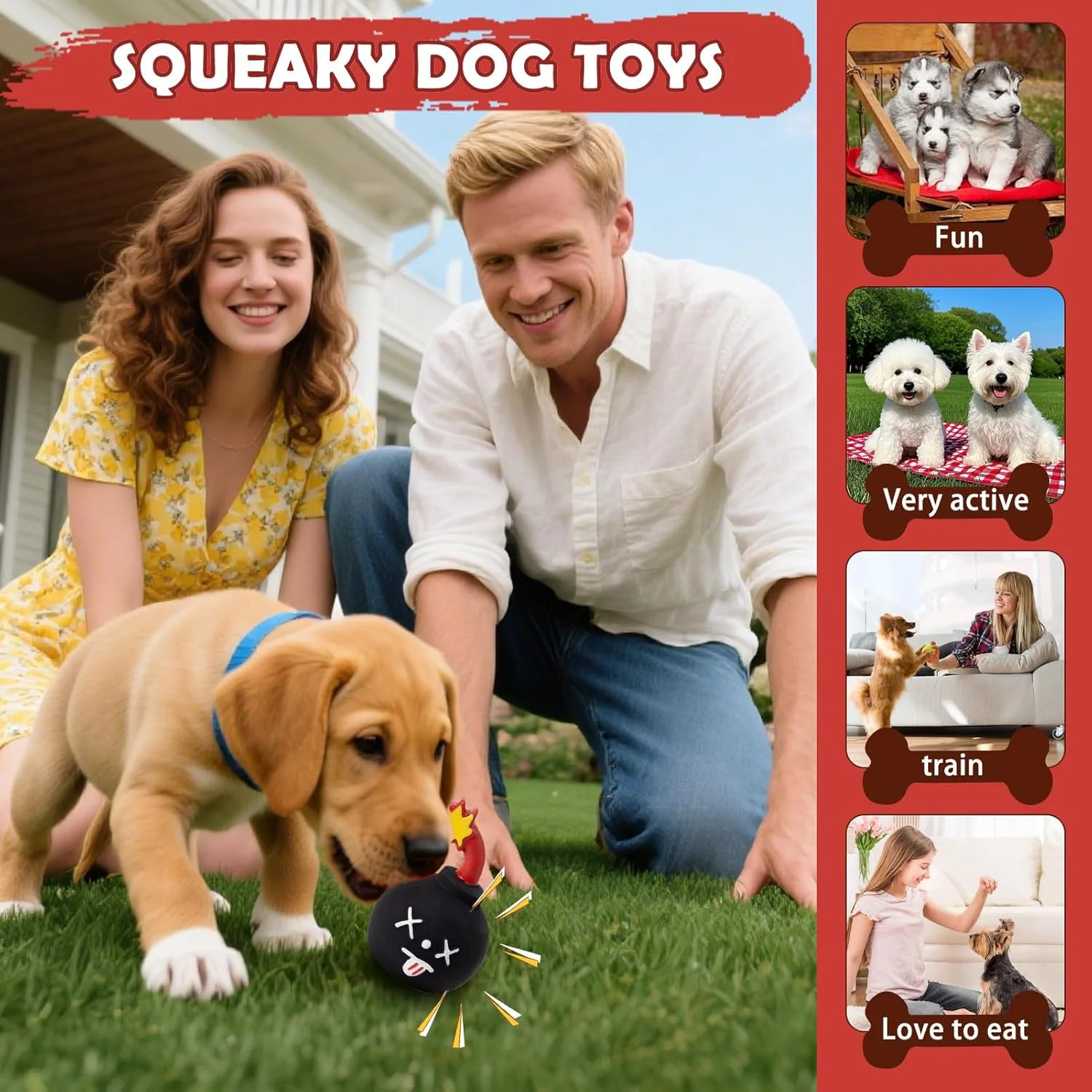 اسباب بازی سگ صدادار، لوازم جانبی حیوانات خانگی لاتکس صدادار | اسباب بازی های تعاملی سگ، برای آموزش، کاهش بی حوصلگی، مسافرت، ساحل، پارک، حیاط، اتاق خواب، باغ، داخل خانه، فضای باز، اوقات خانوادگی، دورهمی دوستان