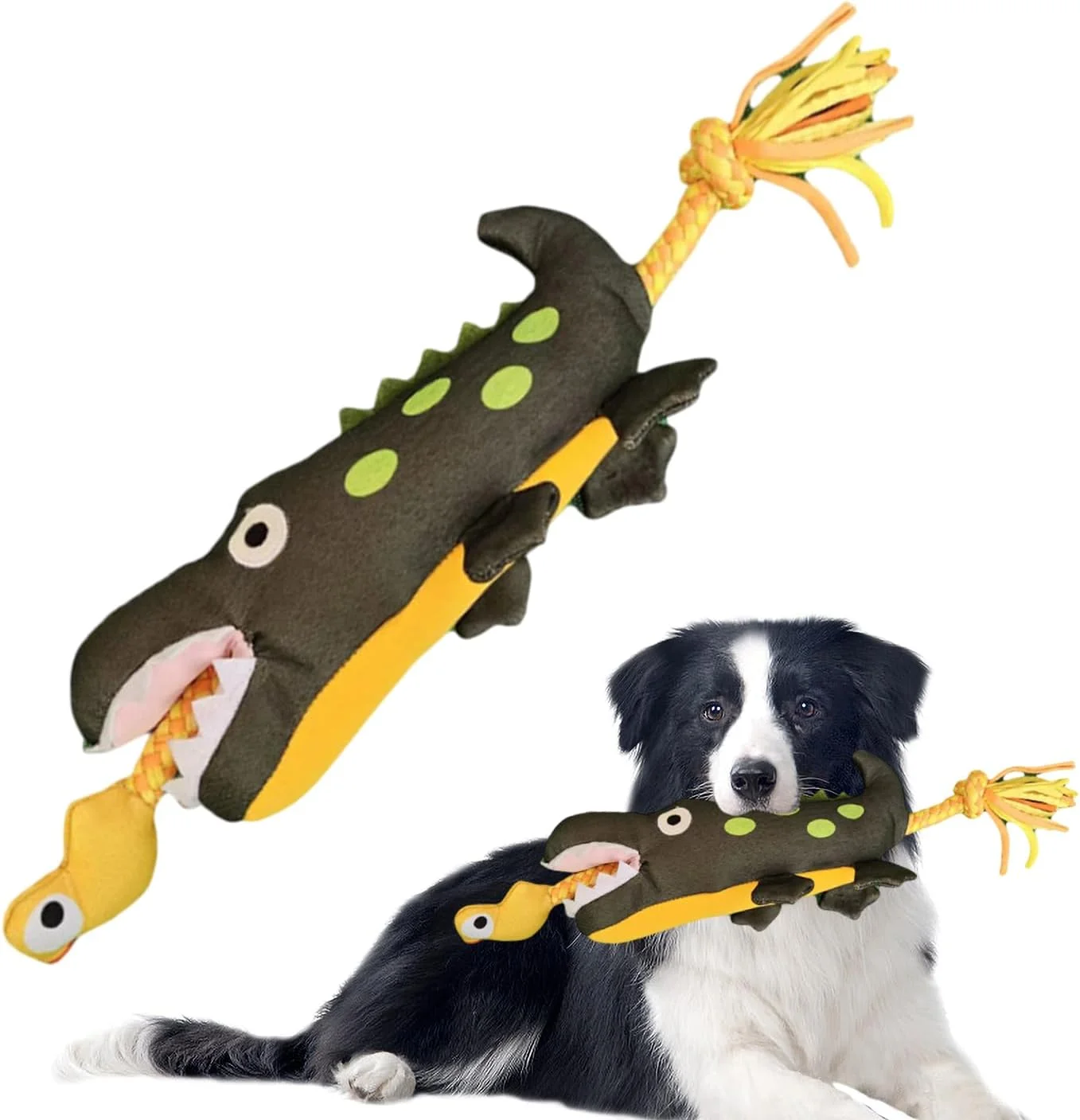 اسباب بازی جویدنی سگ | کروکودیل و اردک نرم | عروسک صدادار اسباب بازی حیوانات خانگی برای پرتاب کردن، مناسب نژادهای کوچک، متوسط و بزرگ